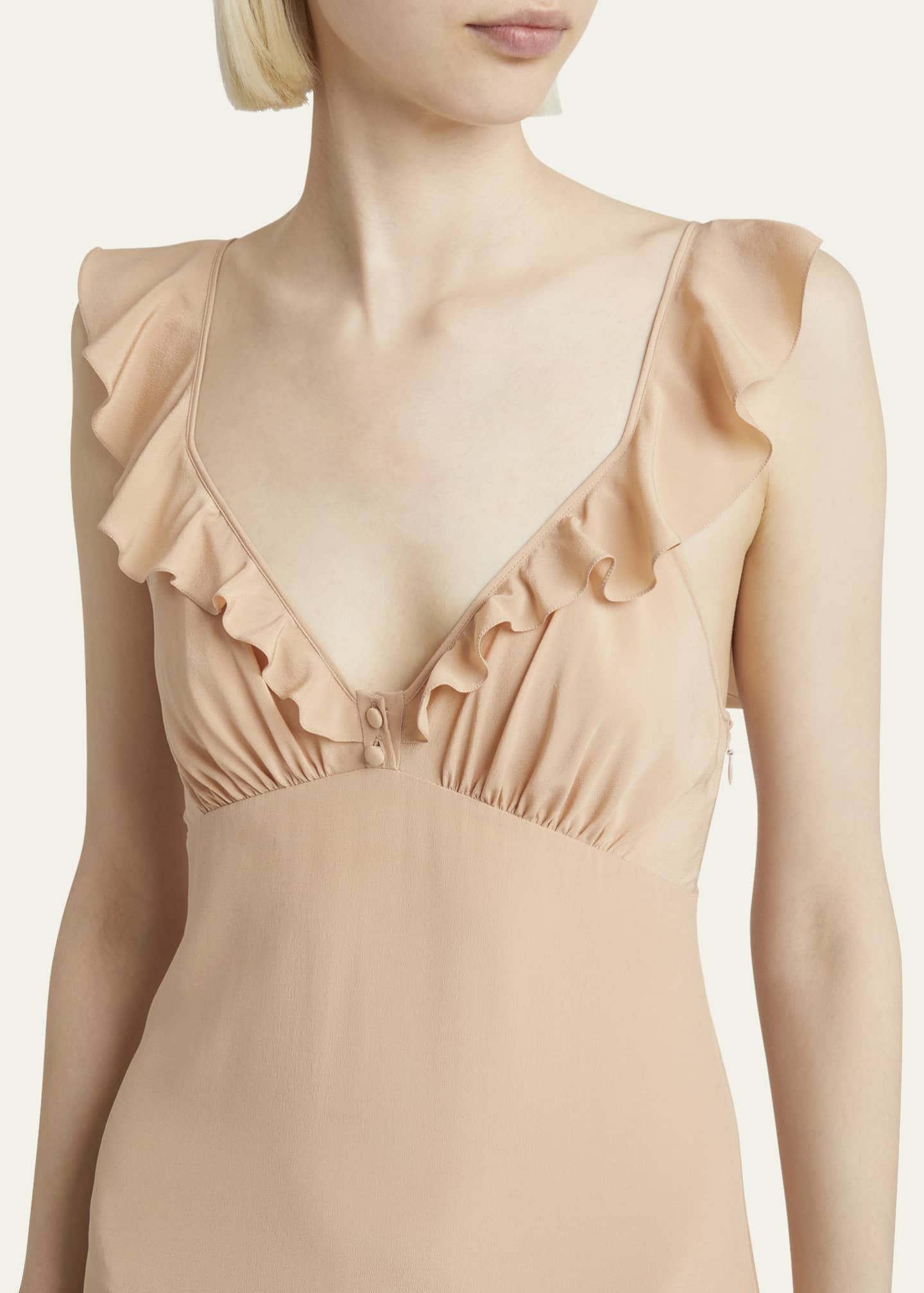 Chloe Long Ruffle Crepe De Chine Dress Image 5 of 5