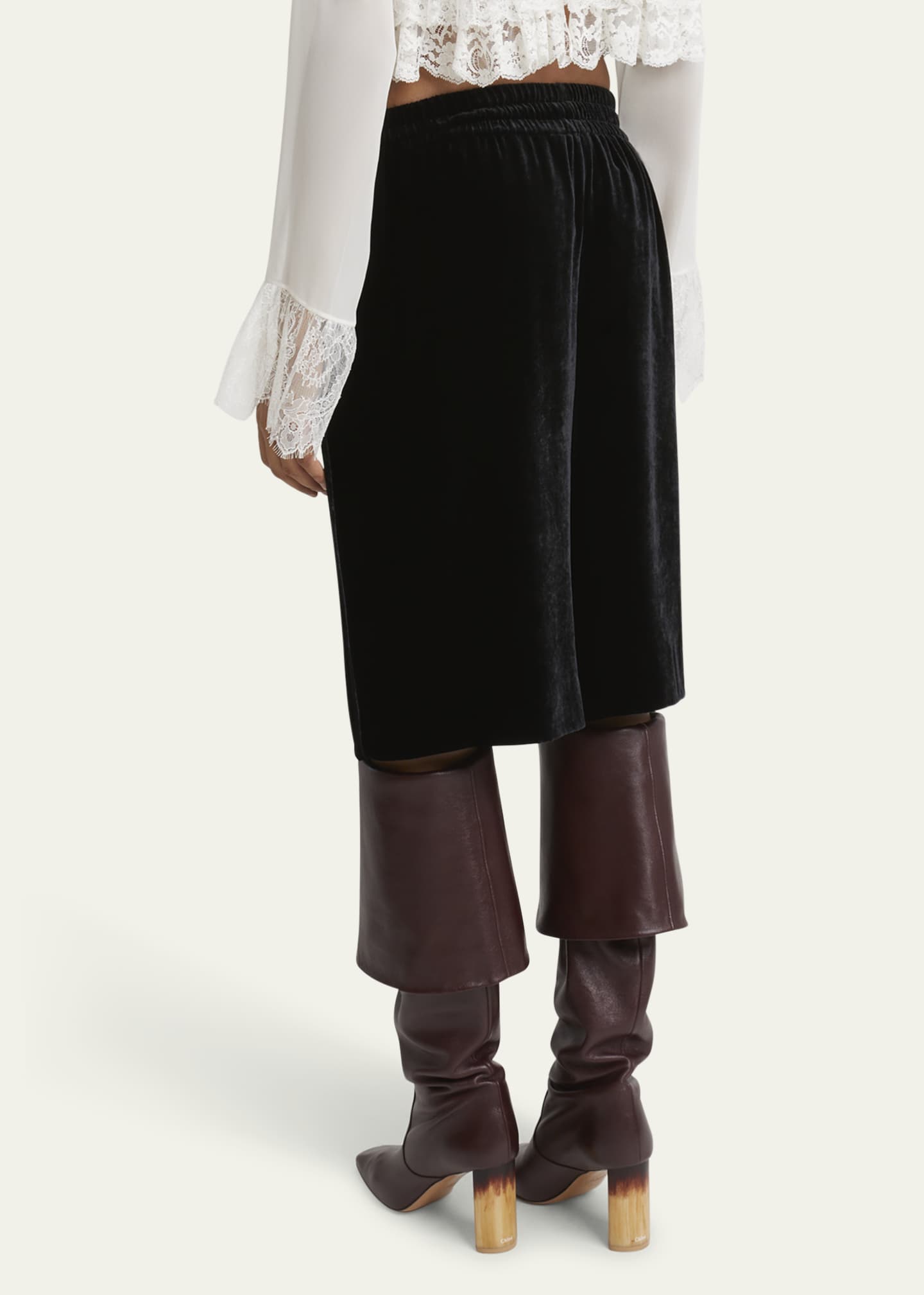 Chloe Long Velvet Shorts Image 3 of 5