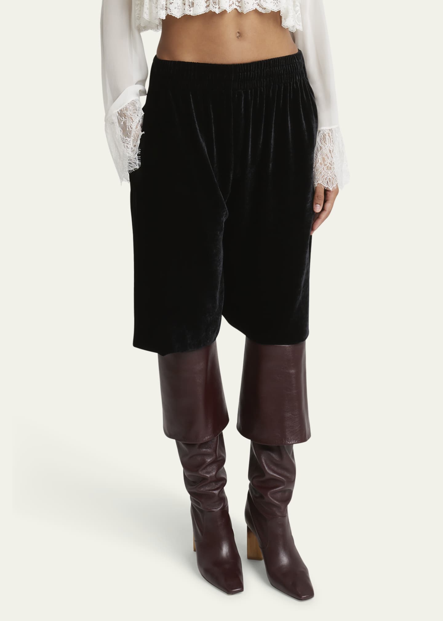 Chloe Long Velvet Shorts Image 4 of 5