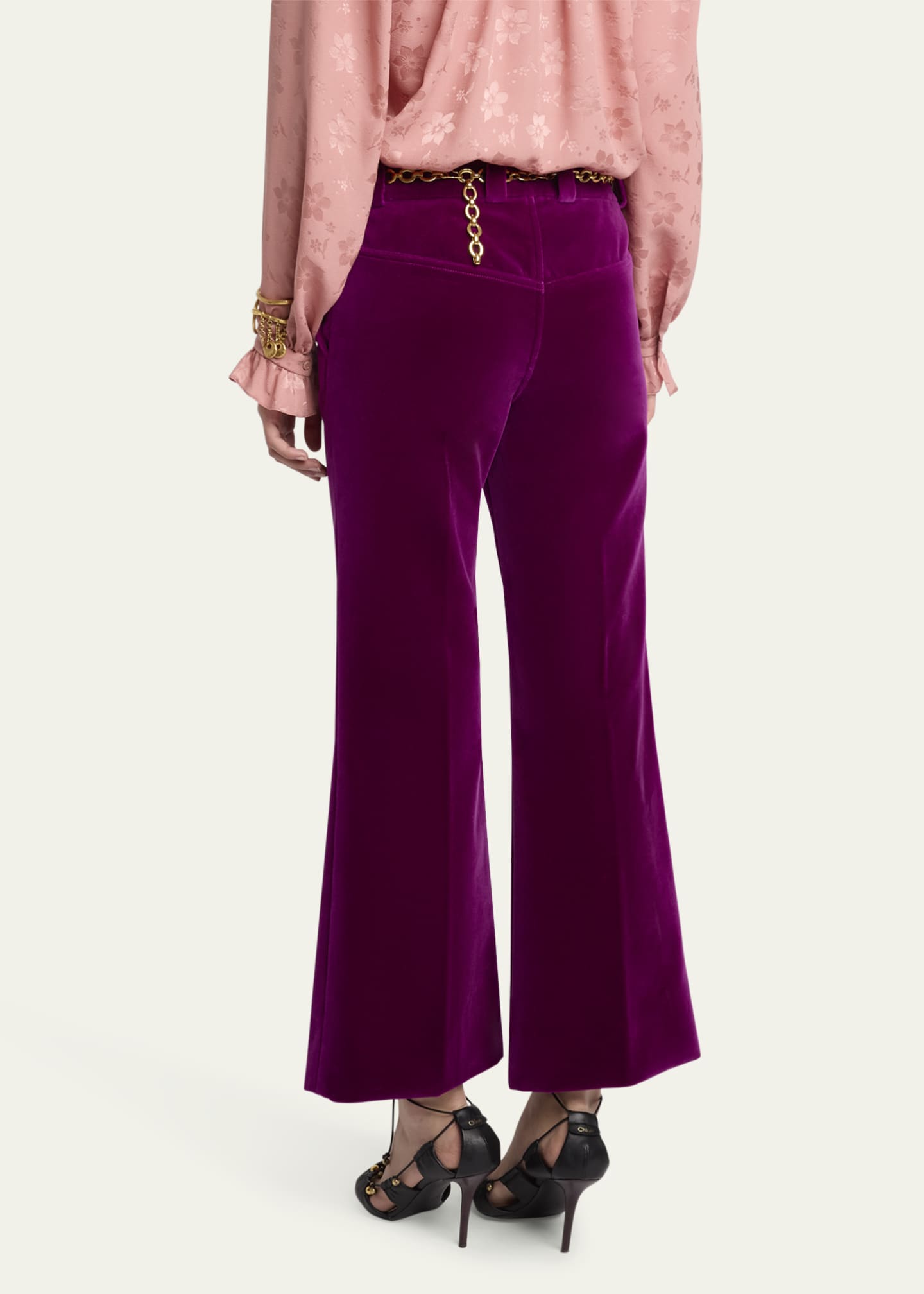Chloe Flared Velvet Trousers Image 3 of 5