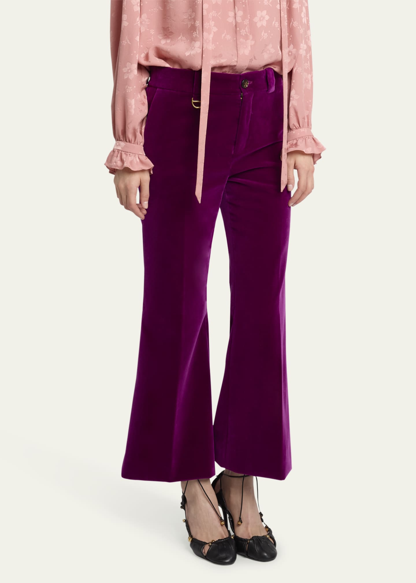 Chloe Flared Velvet Trousers Image 4 of 5