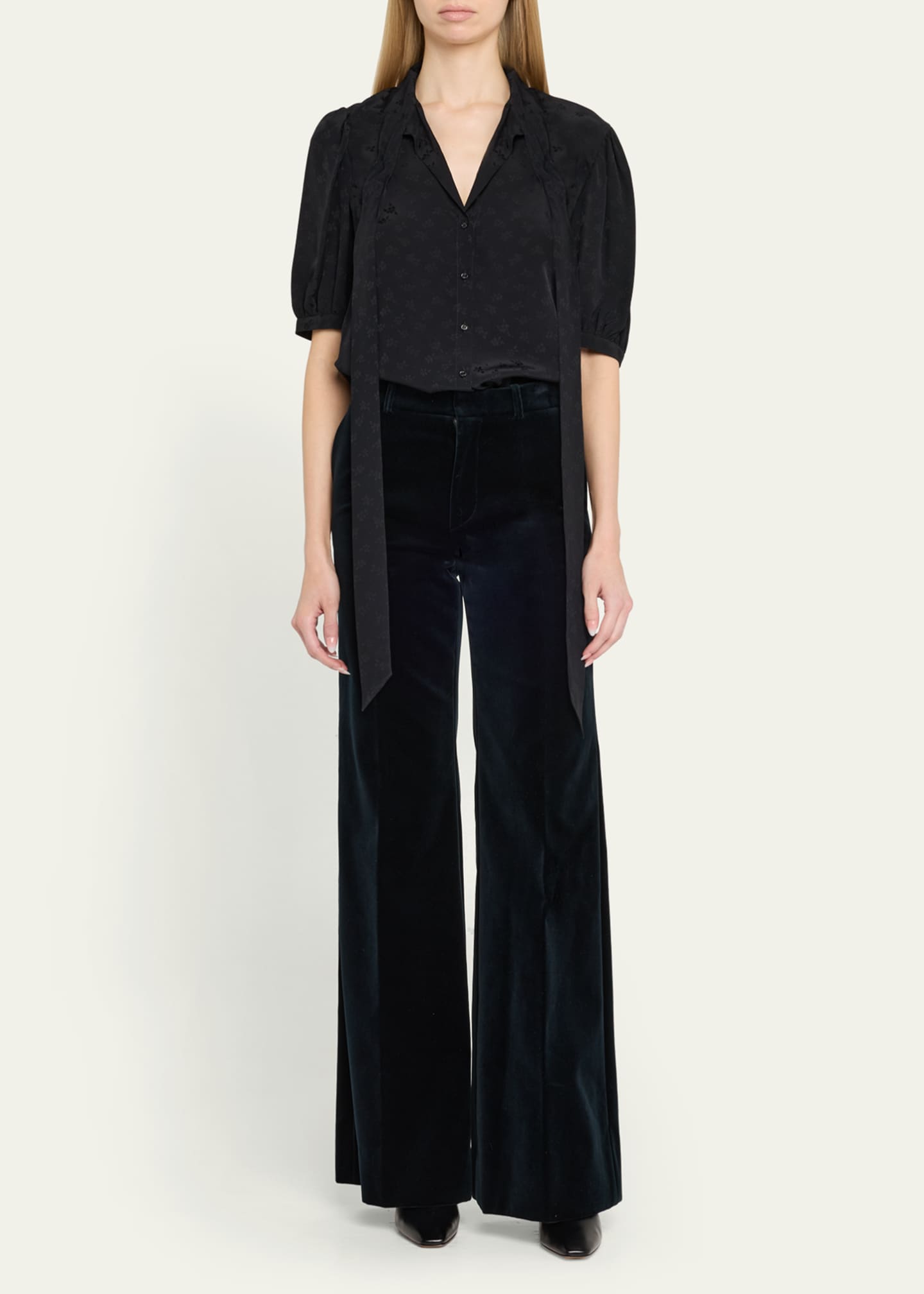 Chloe Velvet Wide Leg Trousers Image 2 of 5