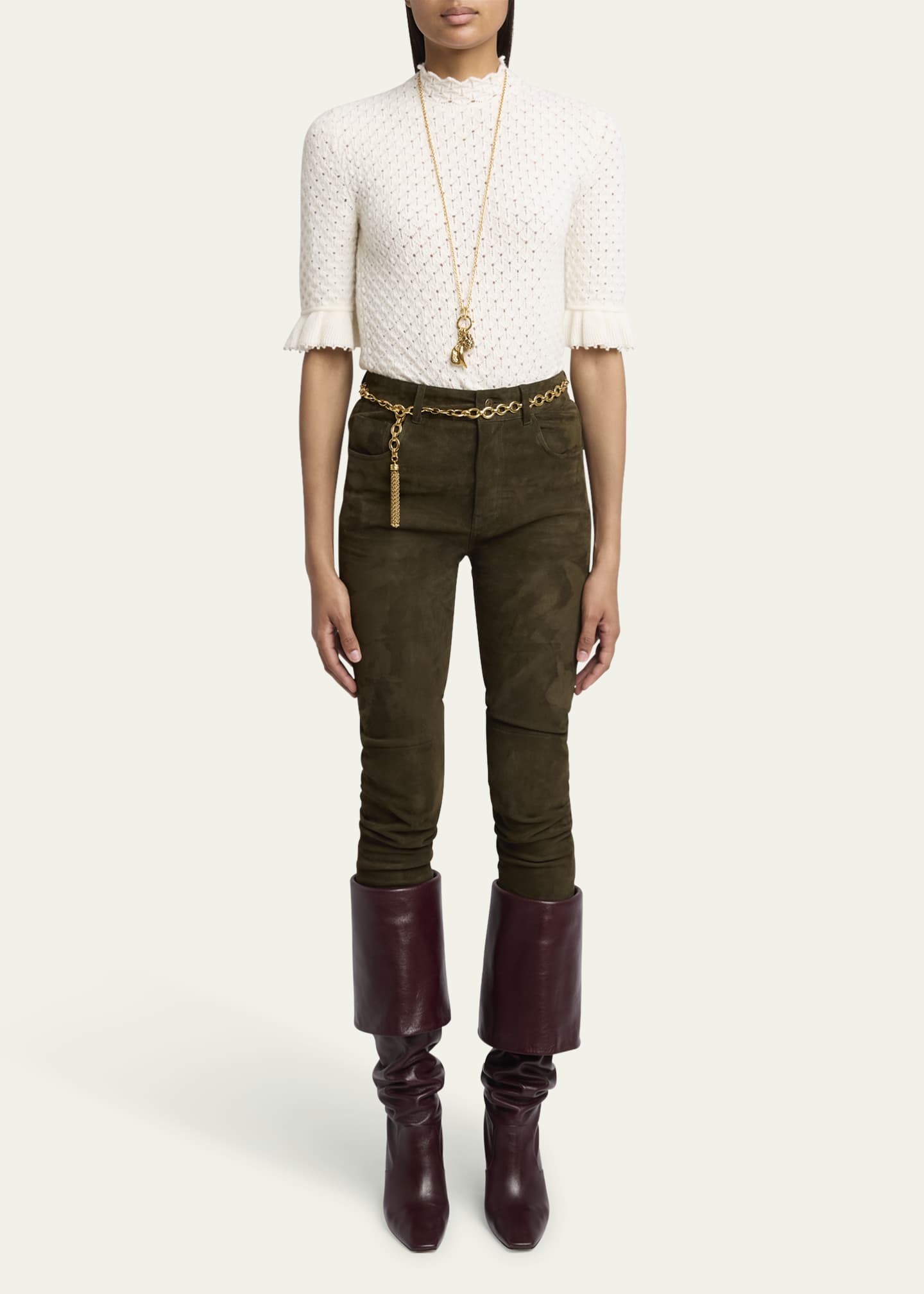 Chloe Suede 5-Pocket Leggings Image 2 of 5