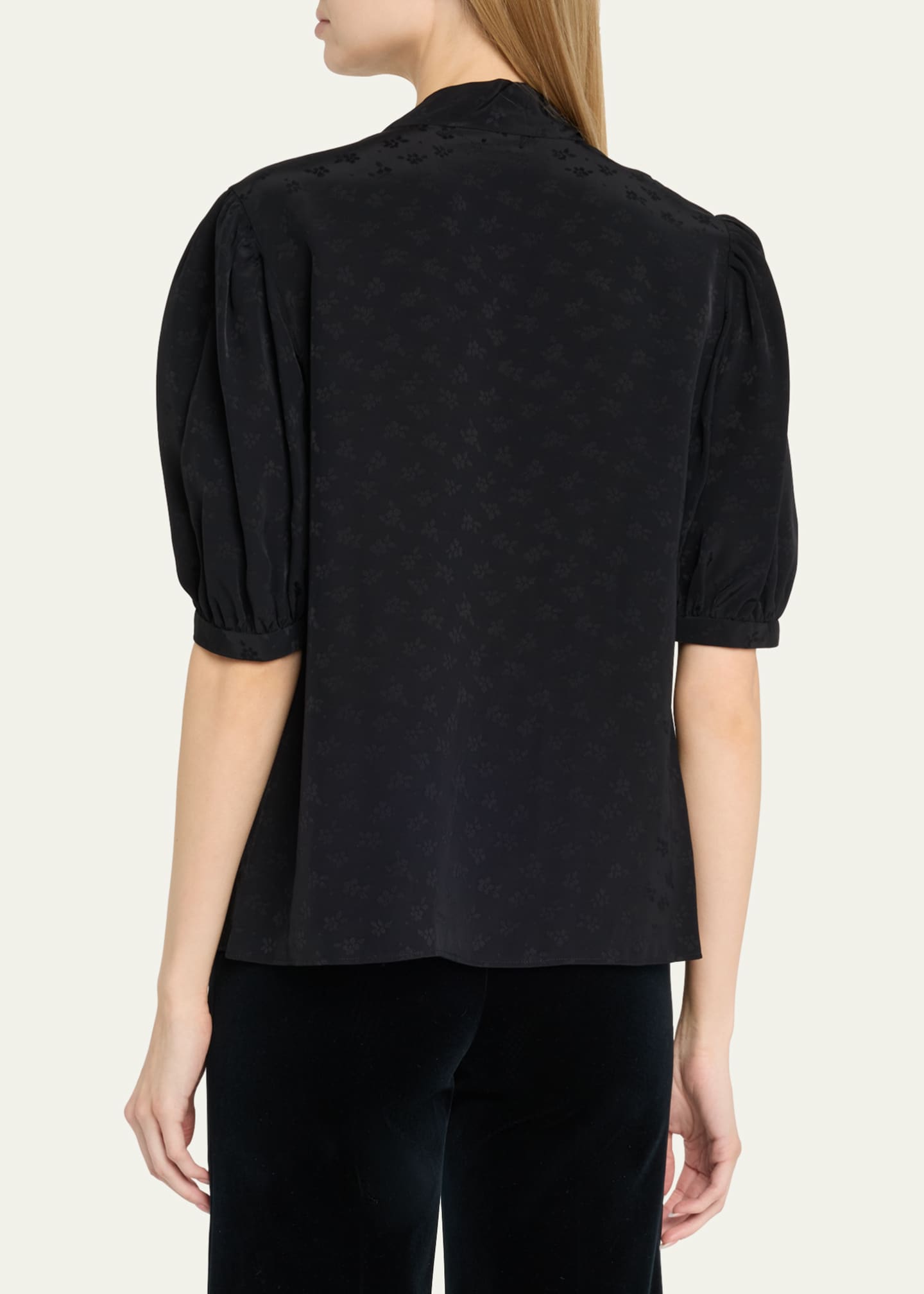 Chloe Floral Jacquard Tie-Neck Blouse Image 3 of 5