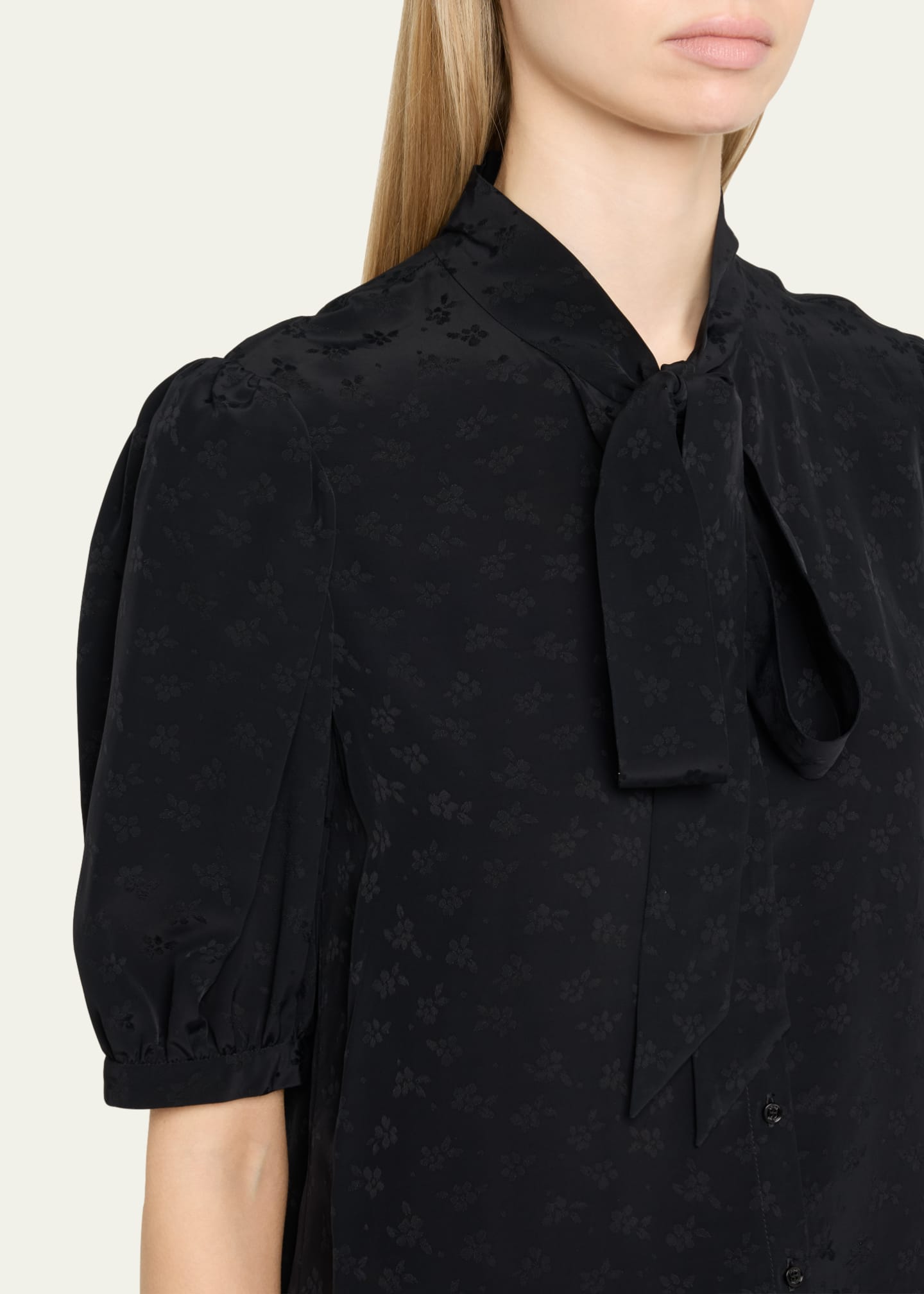 Chloe Floral Jacquard Tie-Neck Blouse Image 5 of 5