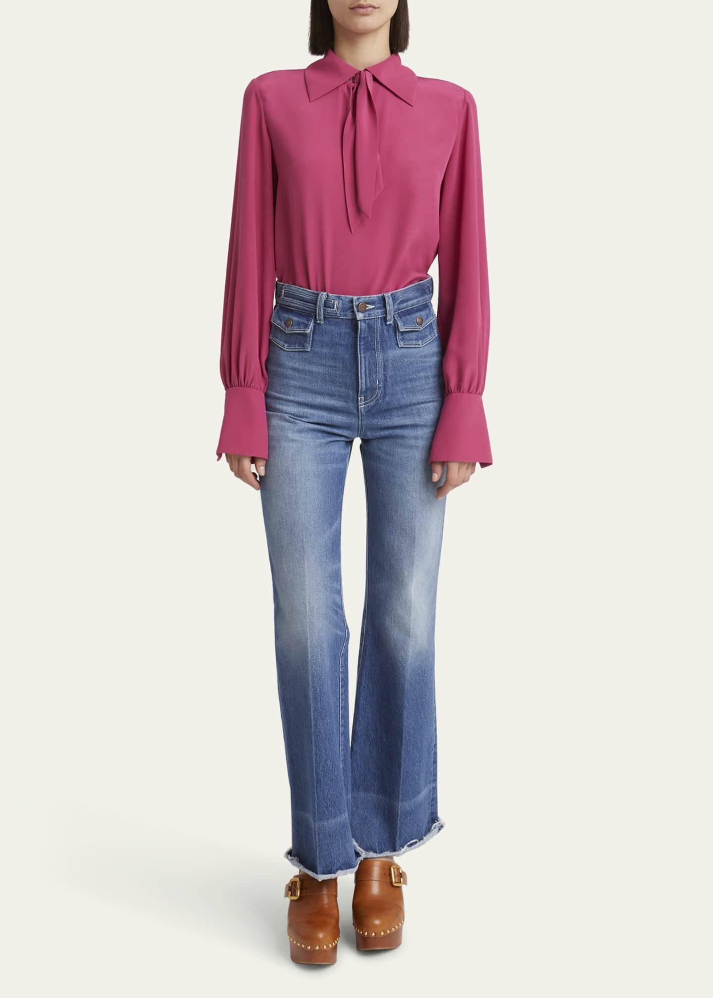 Chloe Tie-Neck Silk Top Image 2 of 5