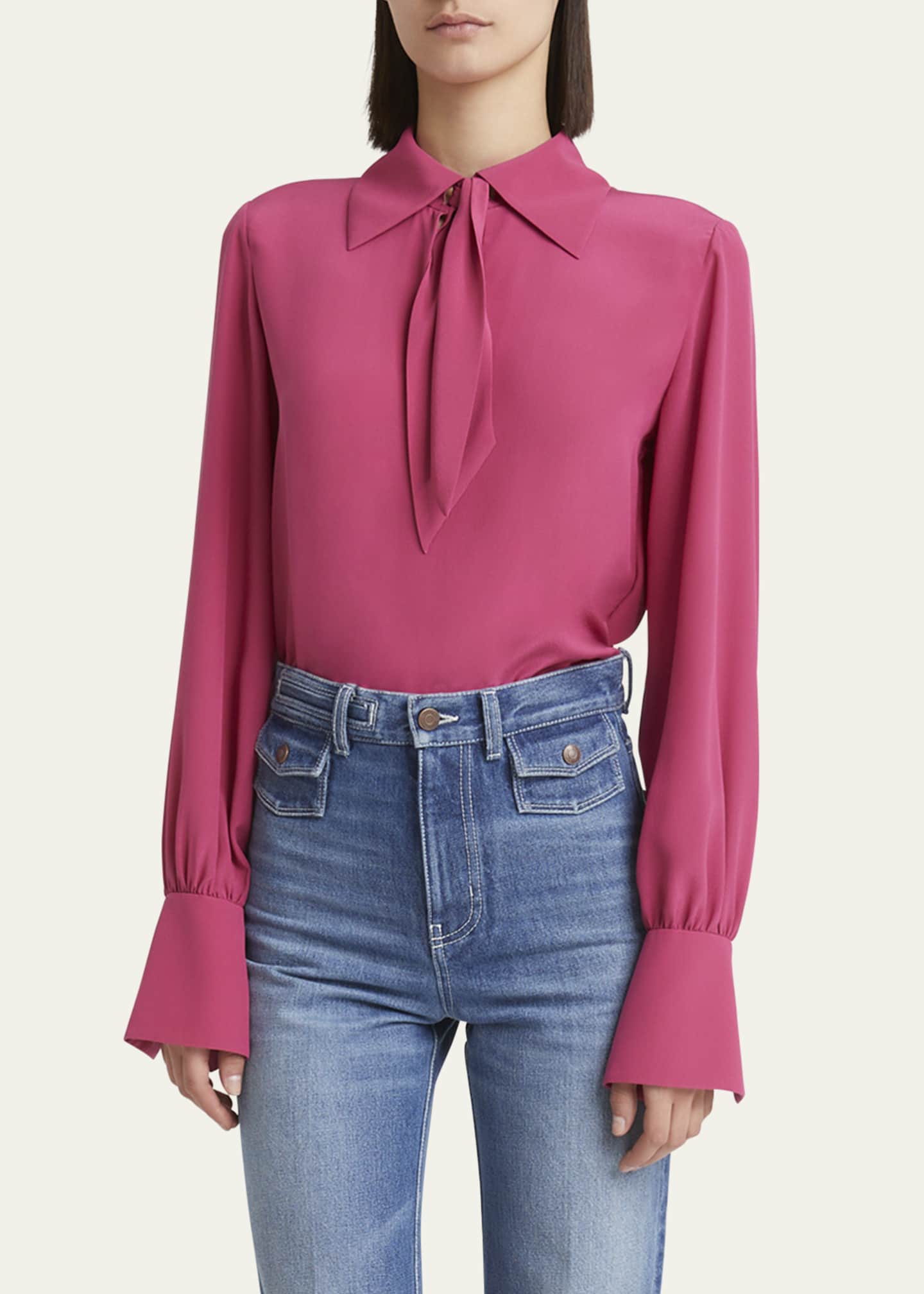Chloe Tie-Neck Silk Top Image 4 of 5