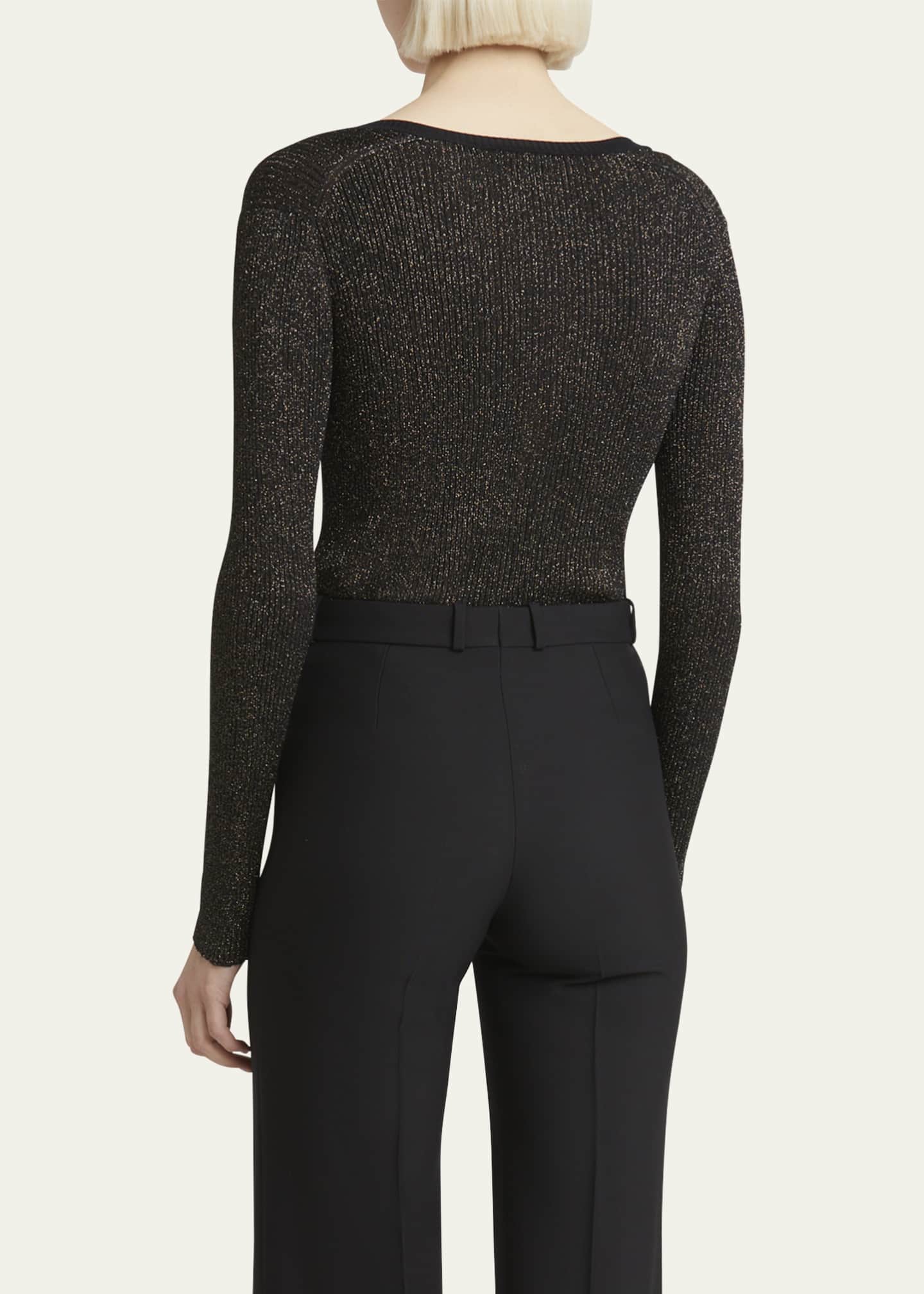 Chloe Metallic Knit Henley Top - Bergdorf Goodman