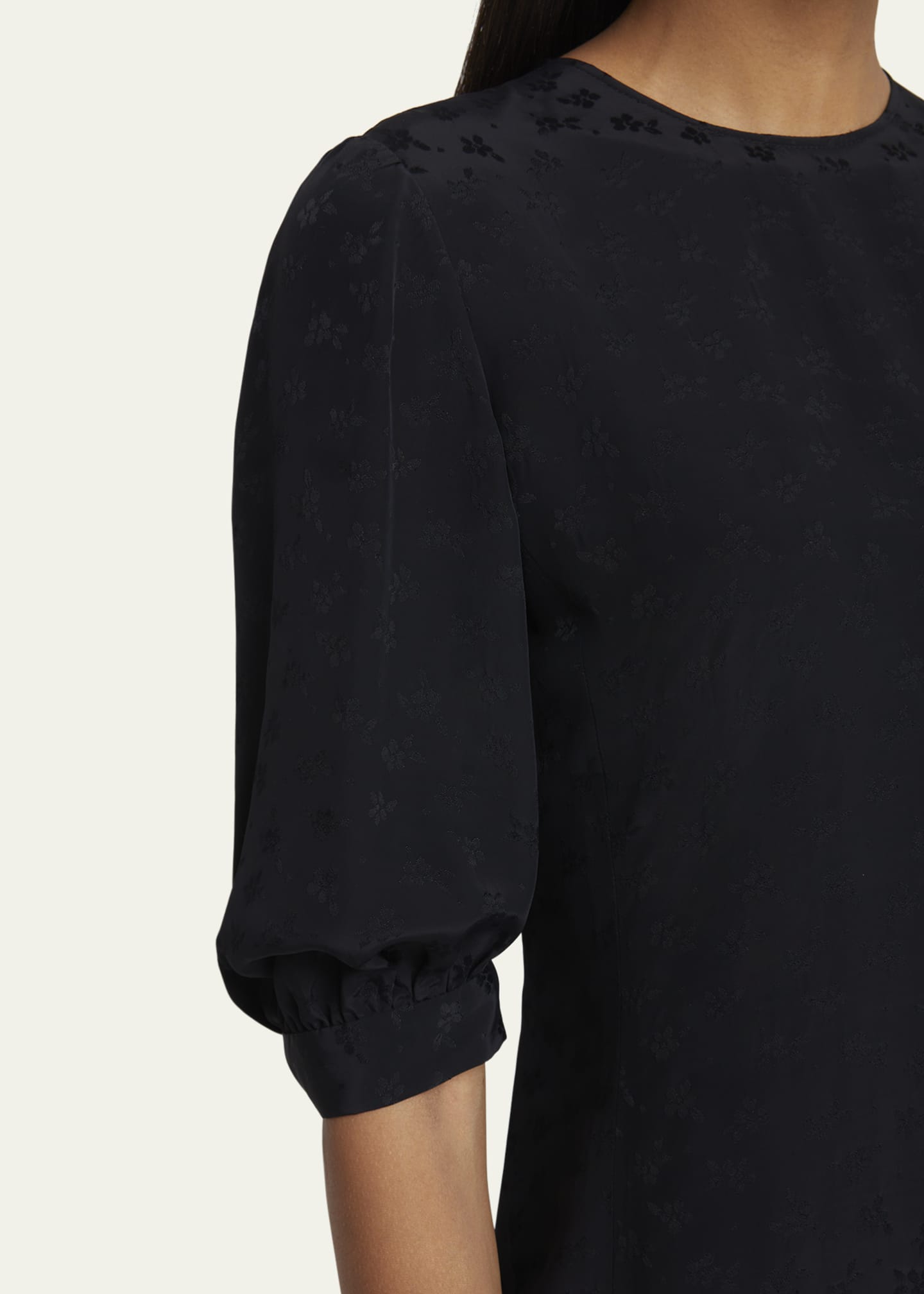 Chloe Floral Flocked Tie-Cuff Mini Dress Image 5 of 5