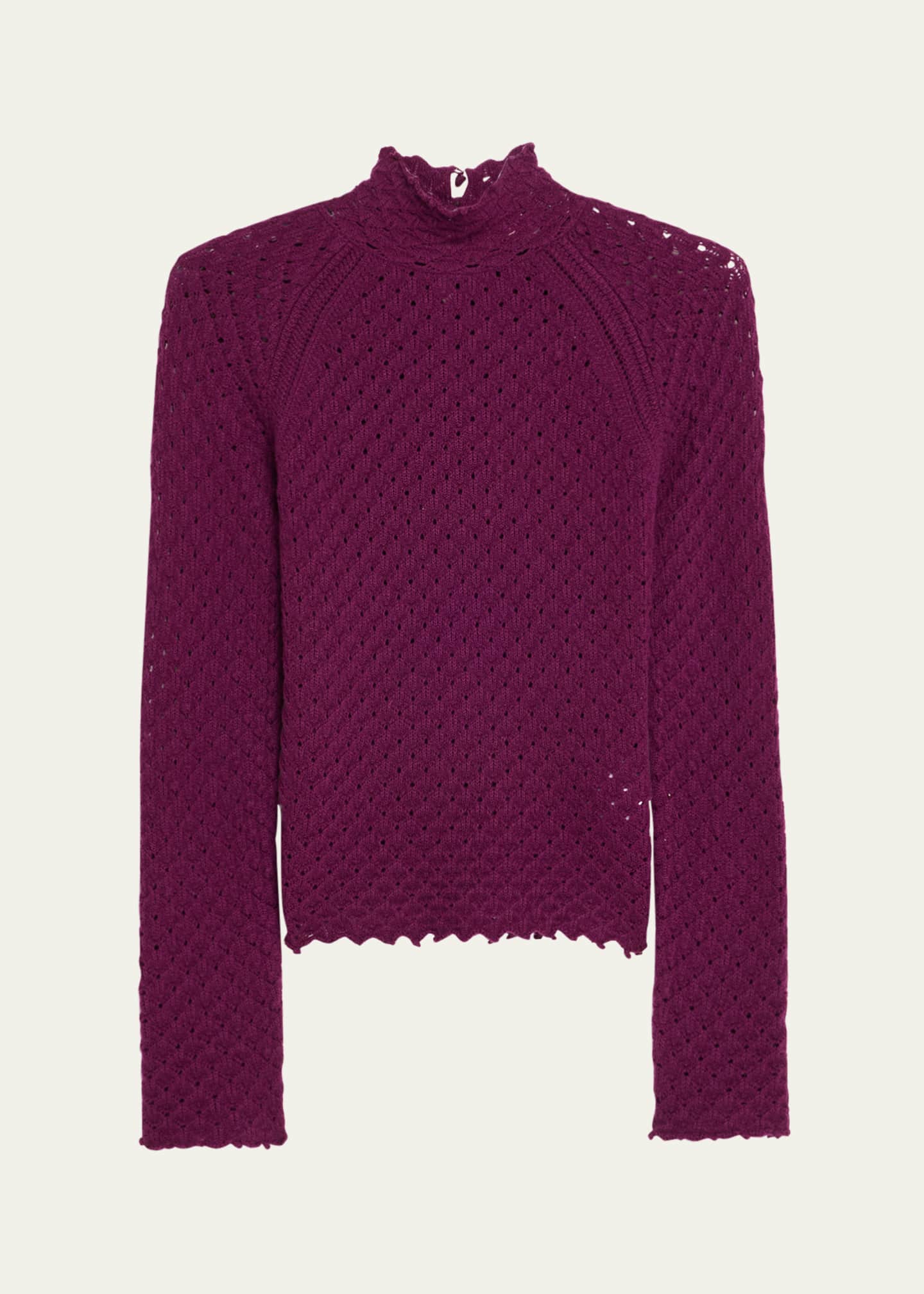 Chloe Pointelle Turtleneck Wool Cashmere Top Image 1 of 5