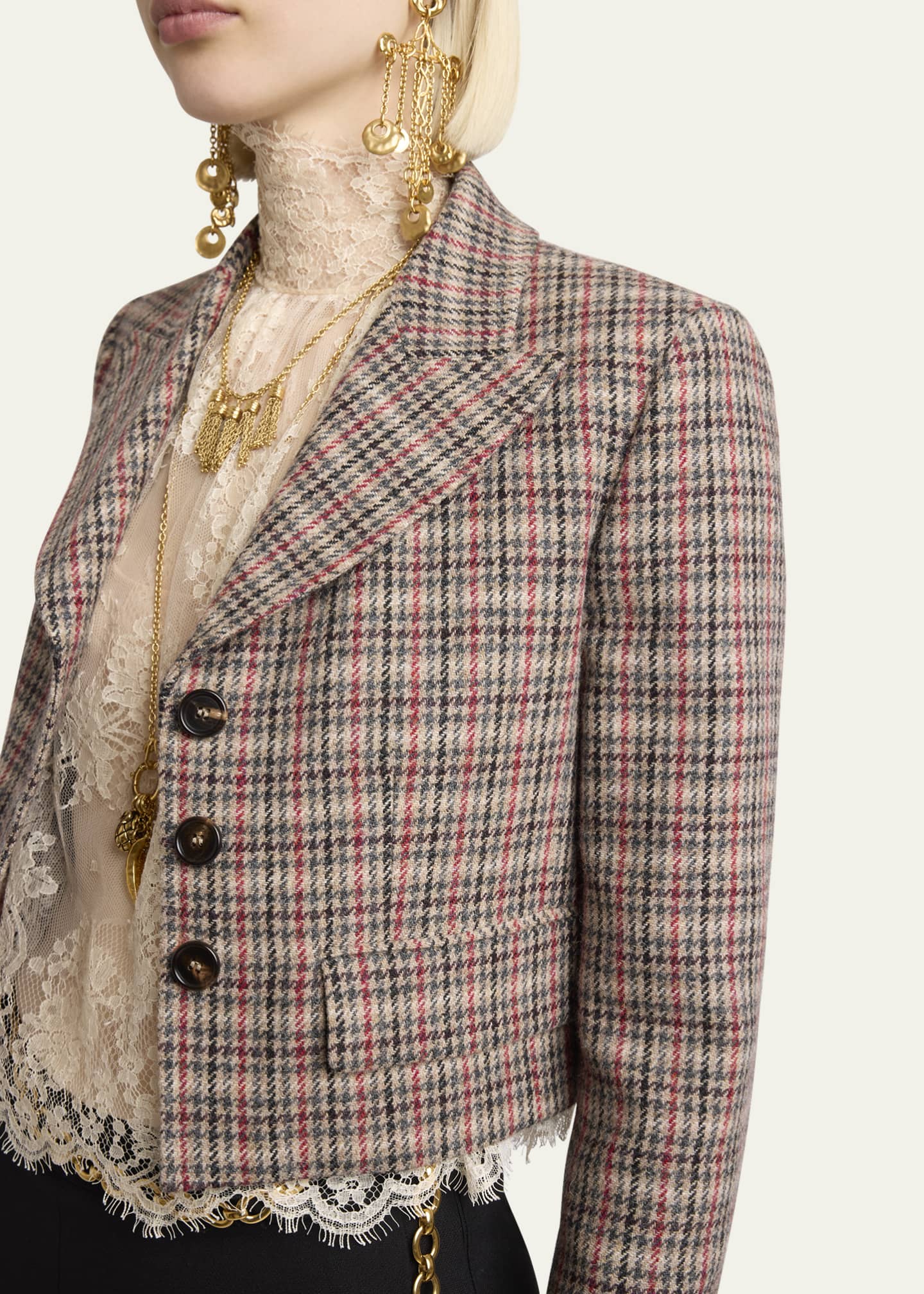 Chloe Cropped Prince of Wales Jacket Image 5 of 5