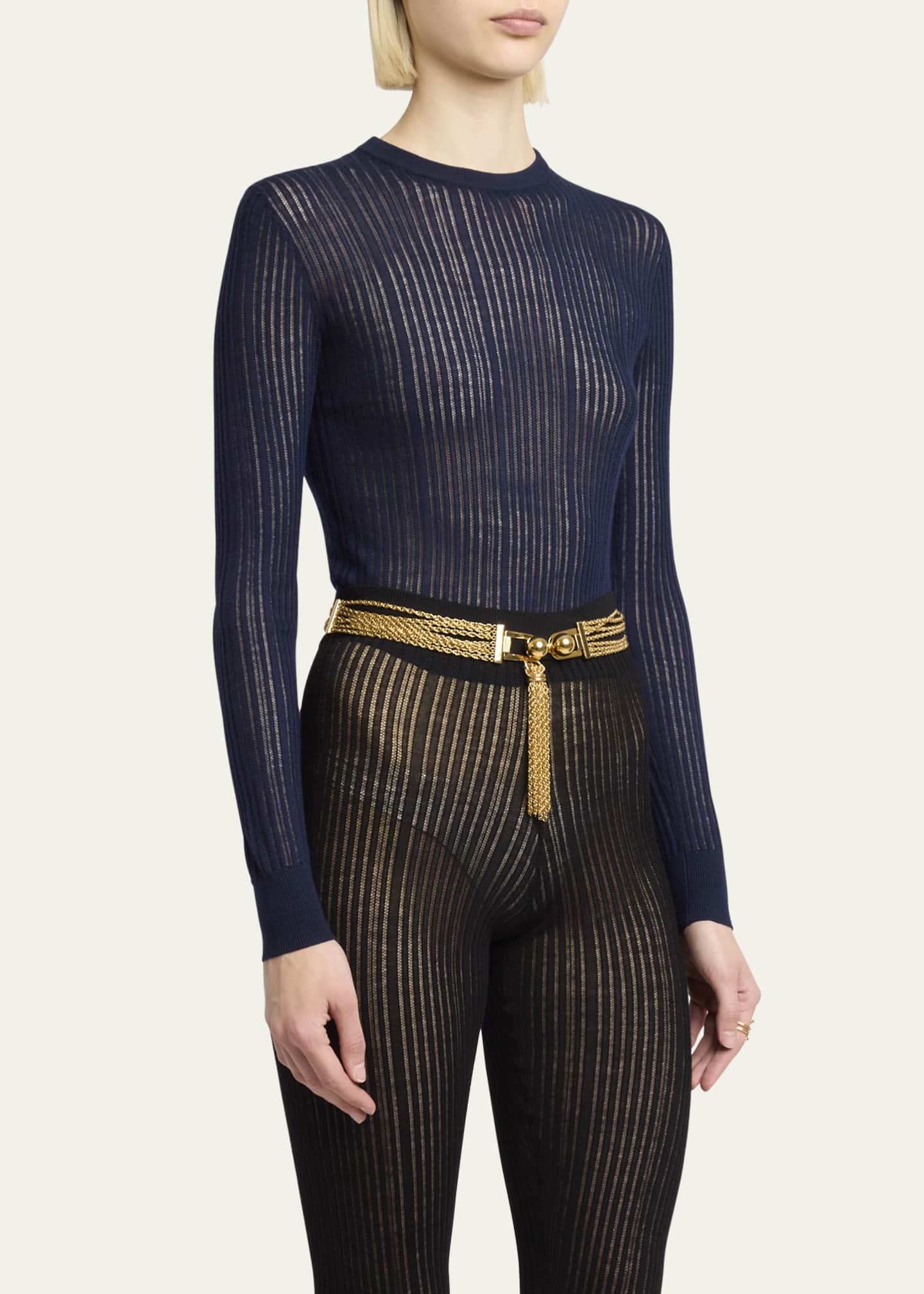 Chloe Multistitch Wool Knit Top Image 4 of 5