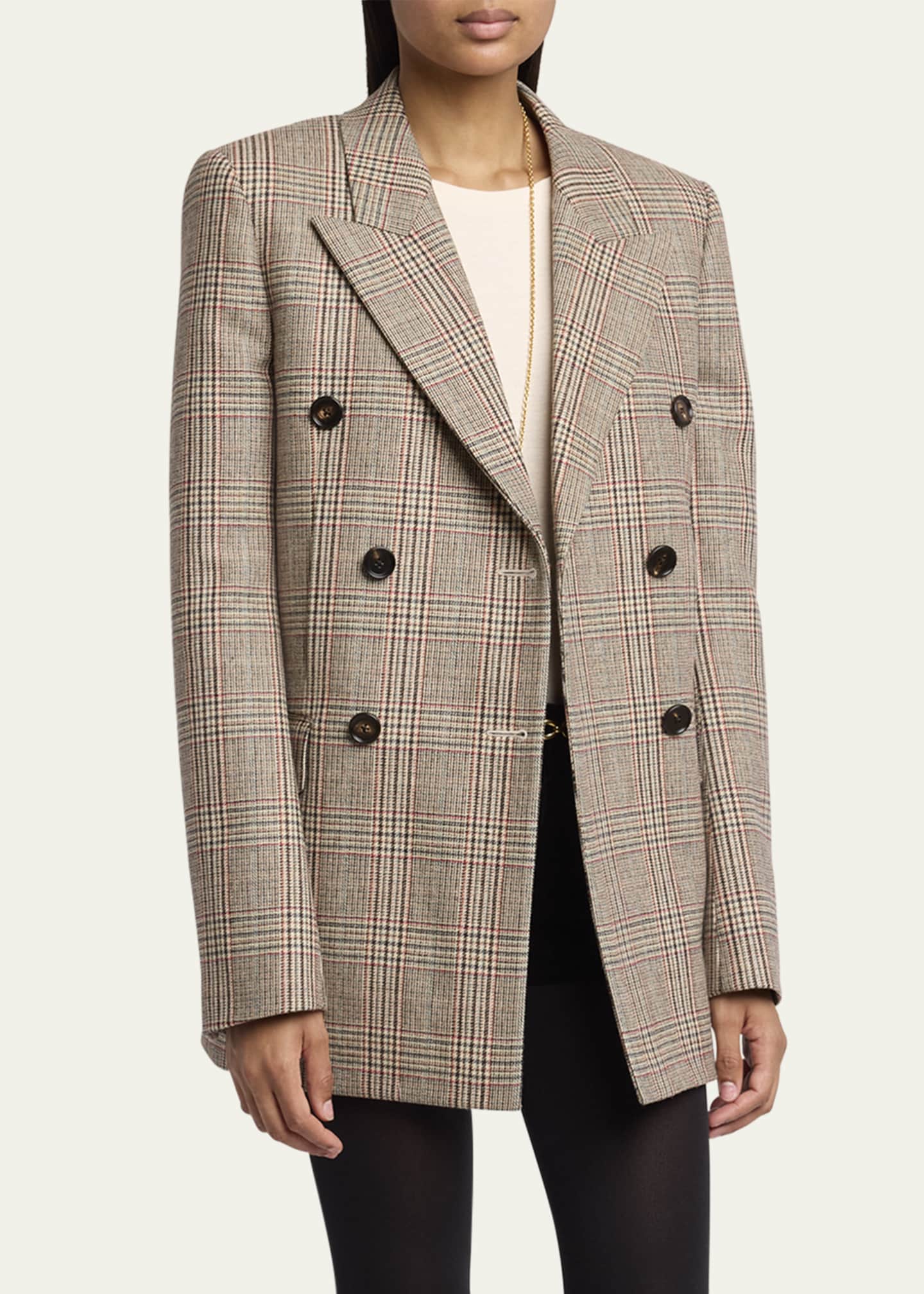 Chloe Prince of Wales Double-Breasted Wool Blazer Image 4 of 5