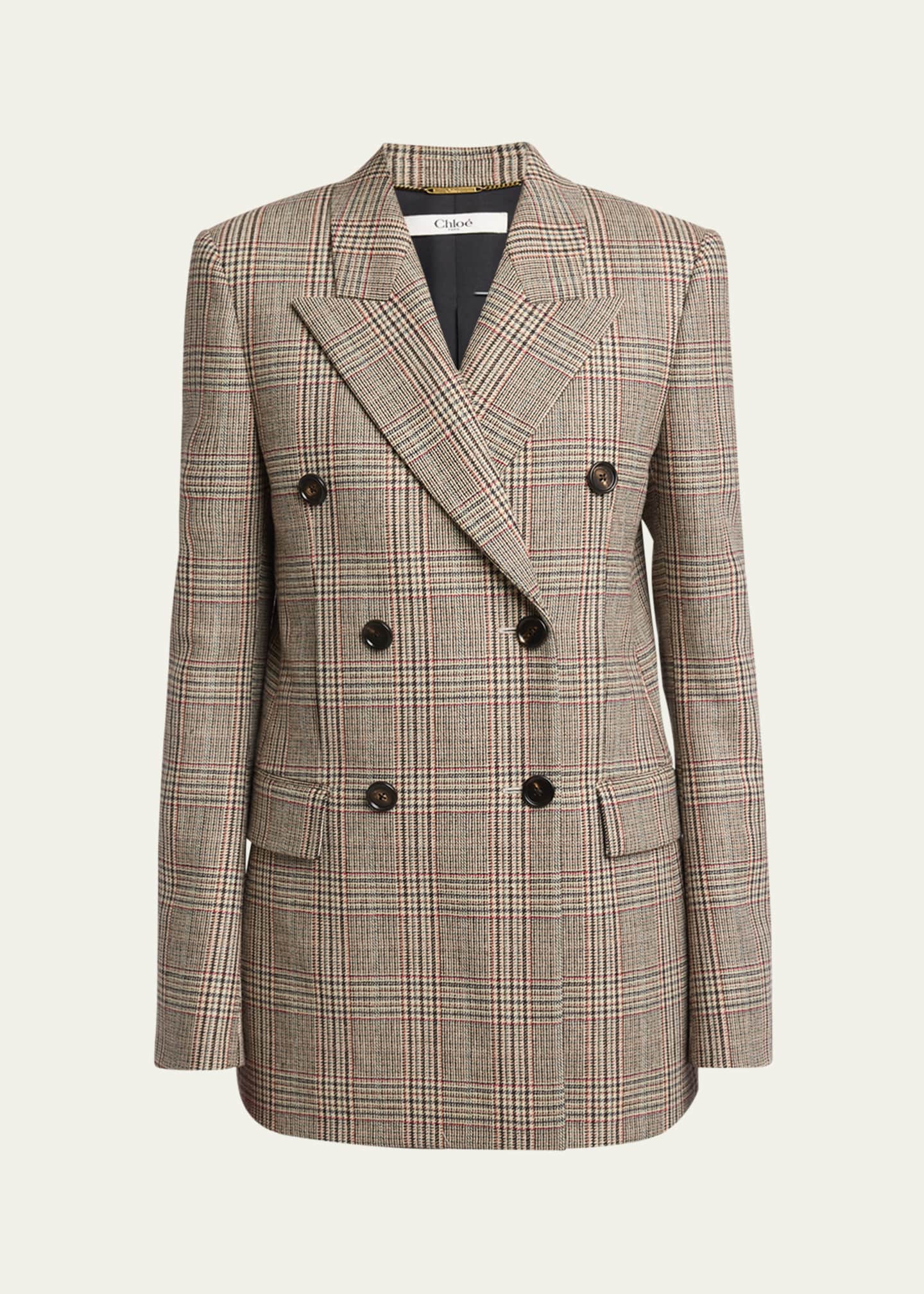 Chloe Prince of Wales Double-Breasted Wool Blazer Image 1 of 5