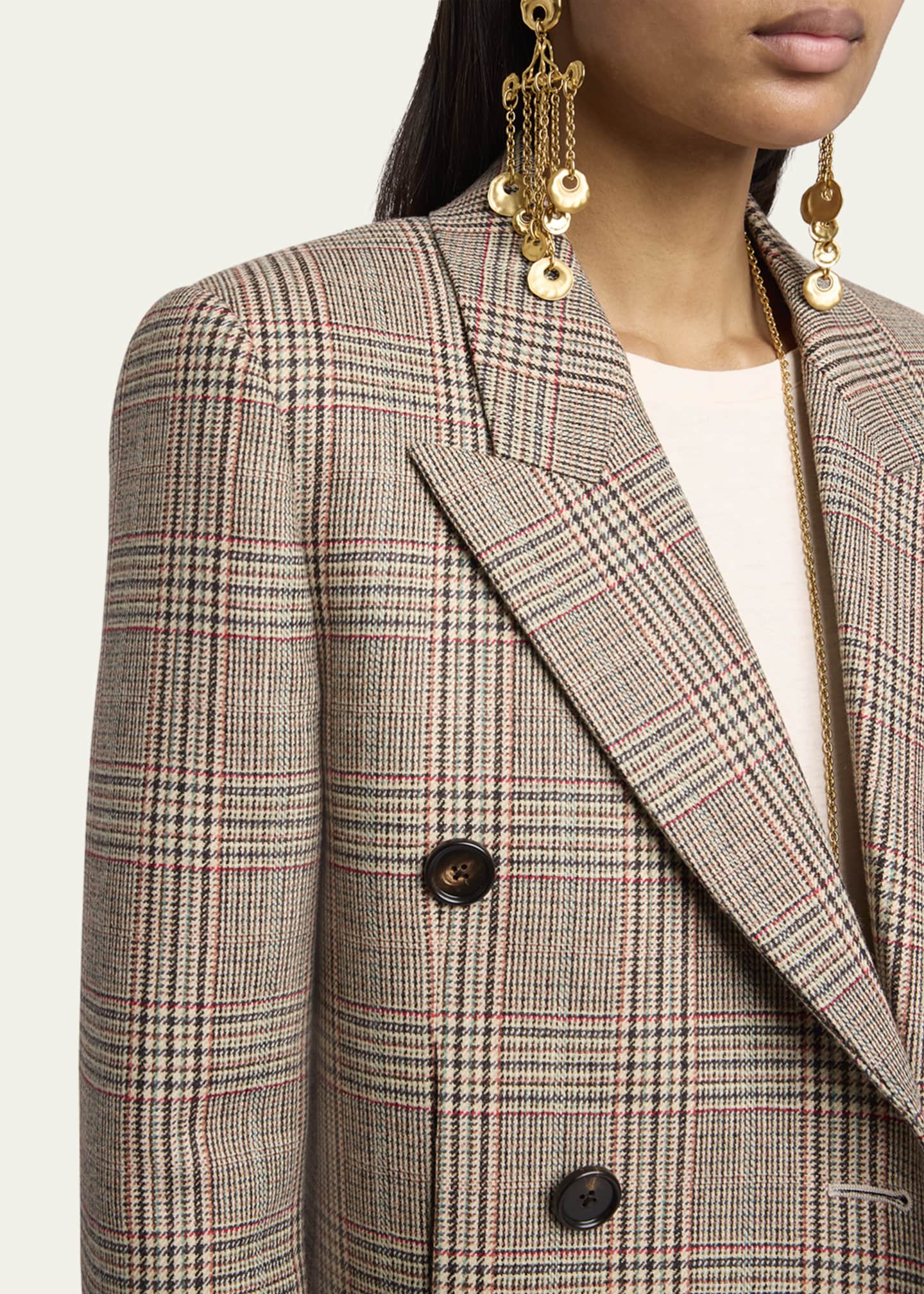 Chloe Prince of Wales Double-Breasted Wool Blazer Image 5 of 5