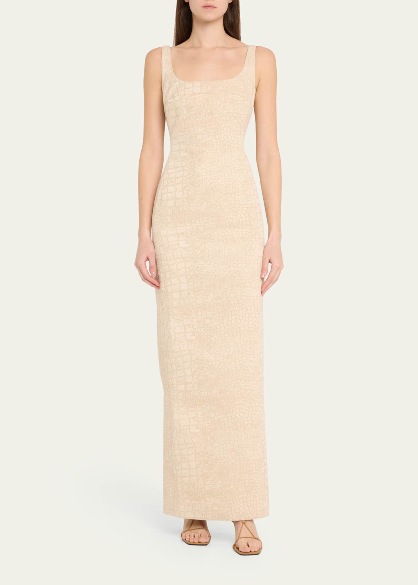 Jacquemus La Robe Crayon Croc Woven Maxi Dress Image 2 of 5