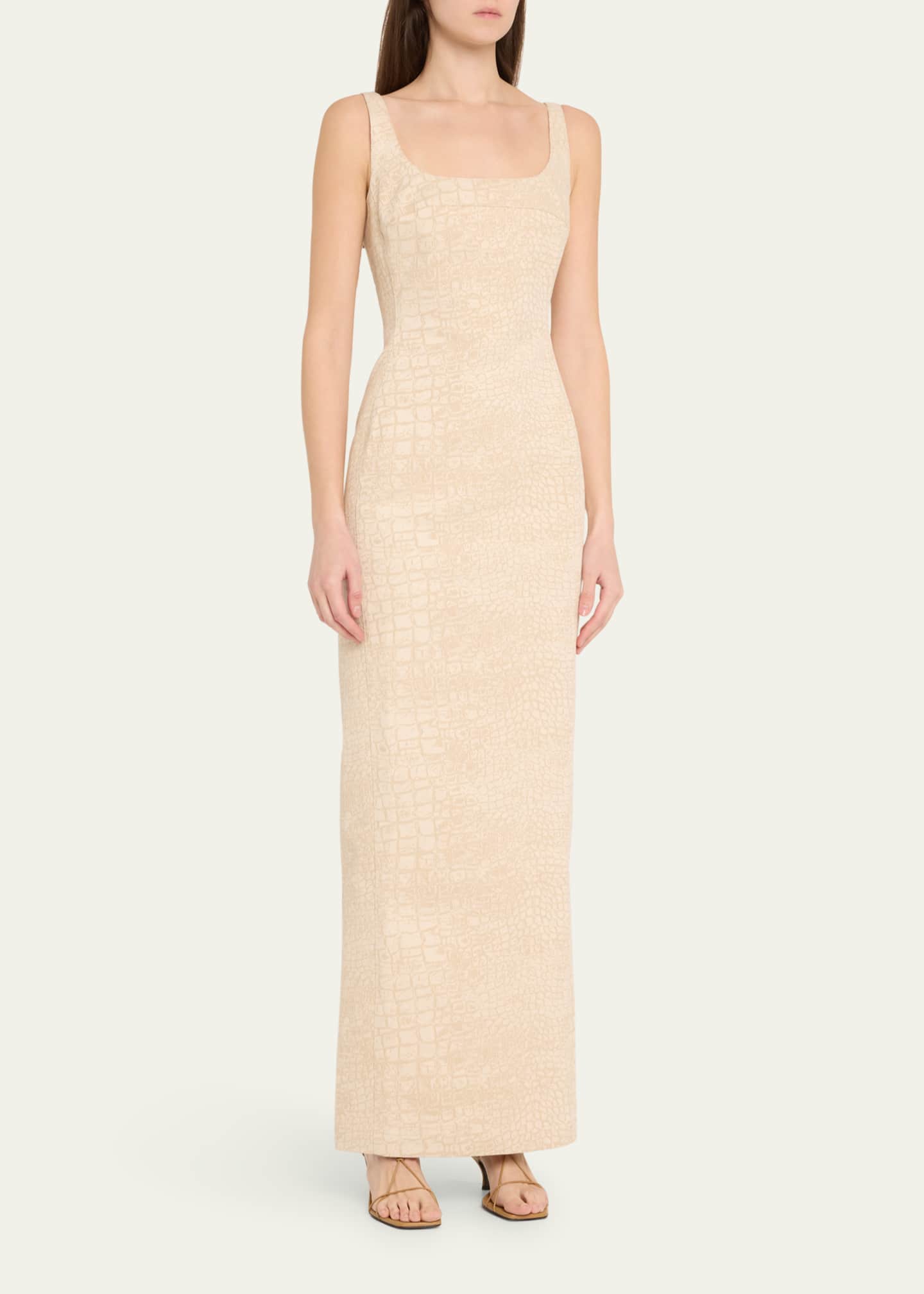 Jacquemus La Robe Crayon Croc Woven Maxi Dress Image 4 of 5