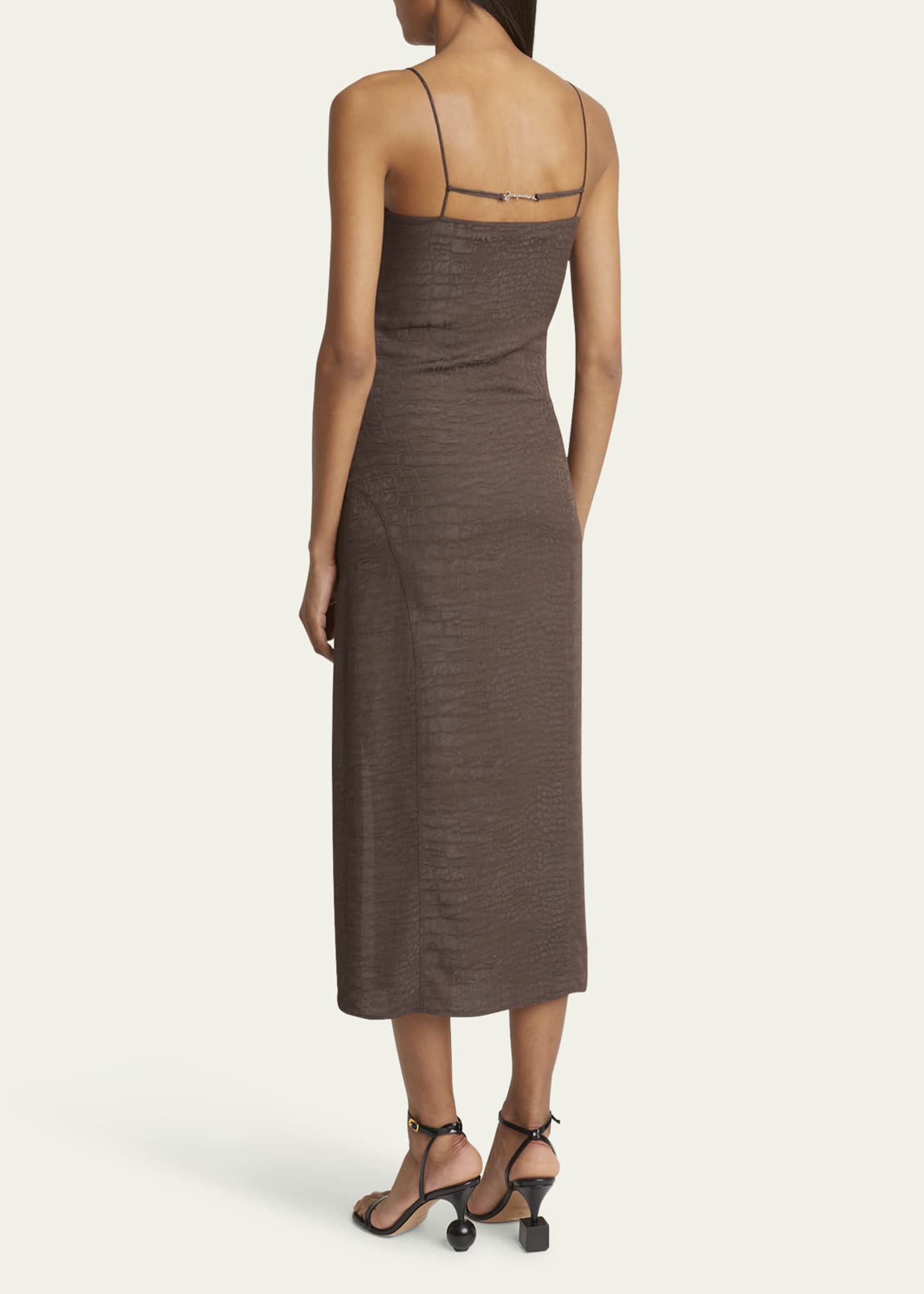 Jacquemus Notte Crocodile Textured Midi Dress Image 3 of 5