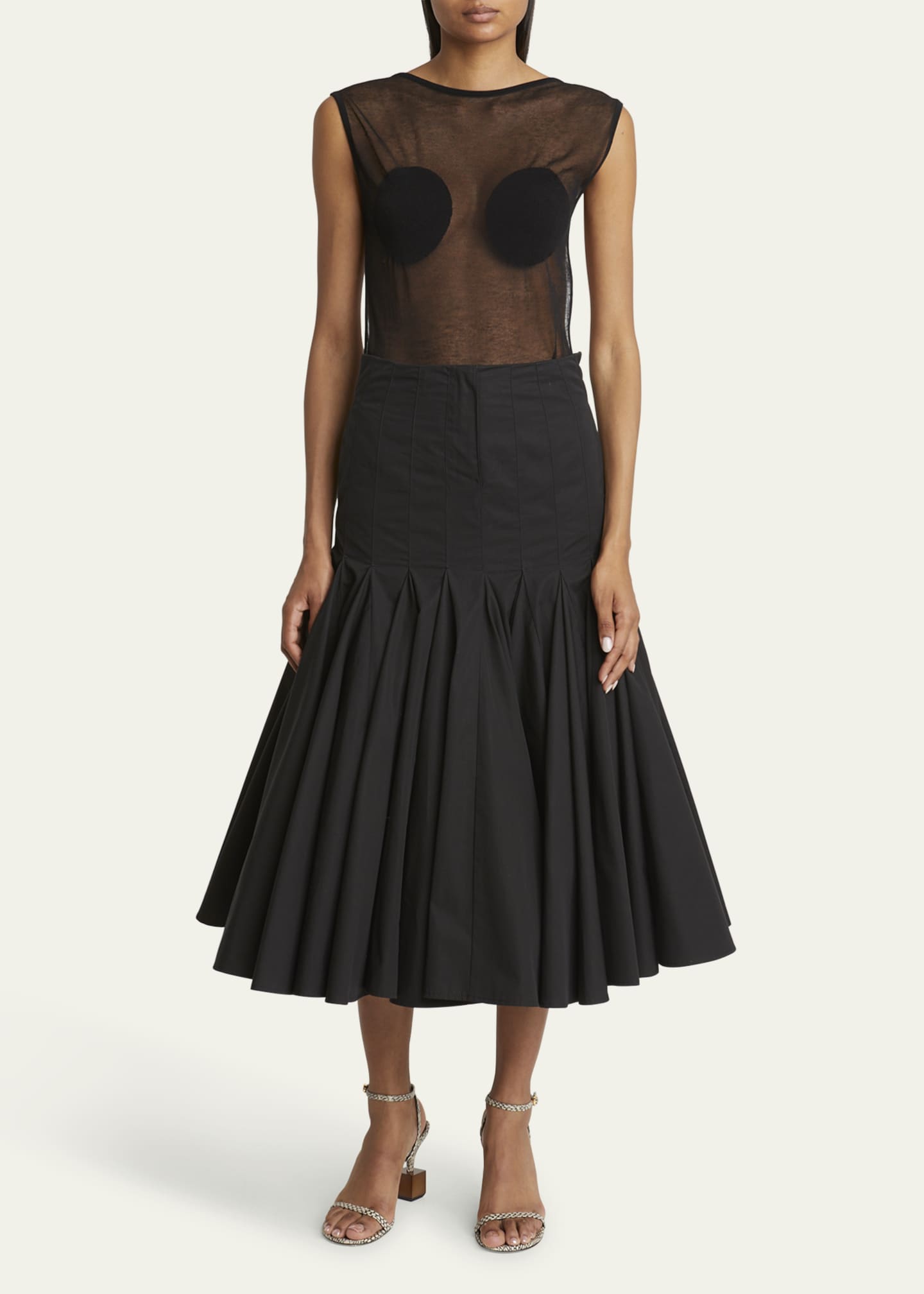 Jacquemus Platano Cap-Sleeve Sheer Bodysuit Image 2 of 5