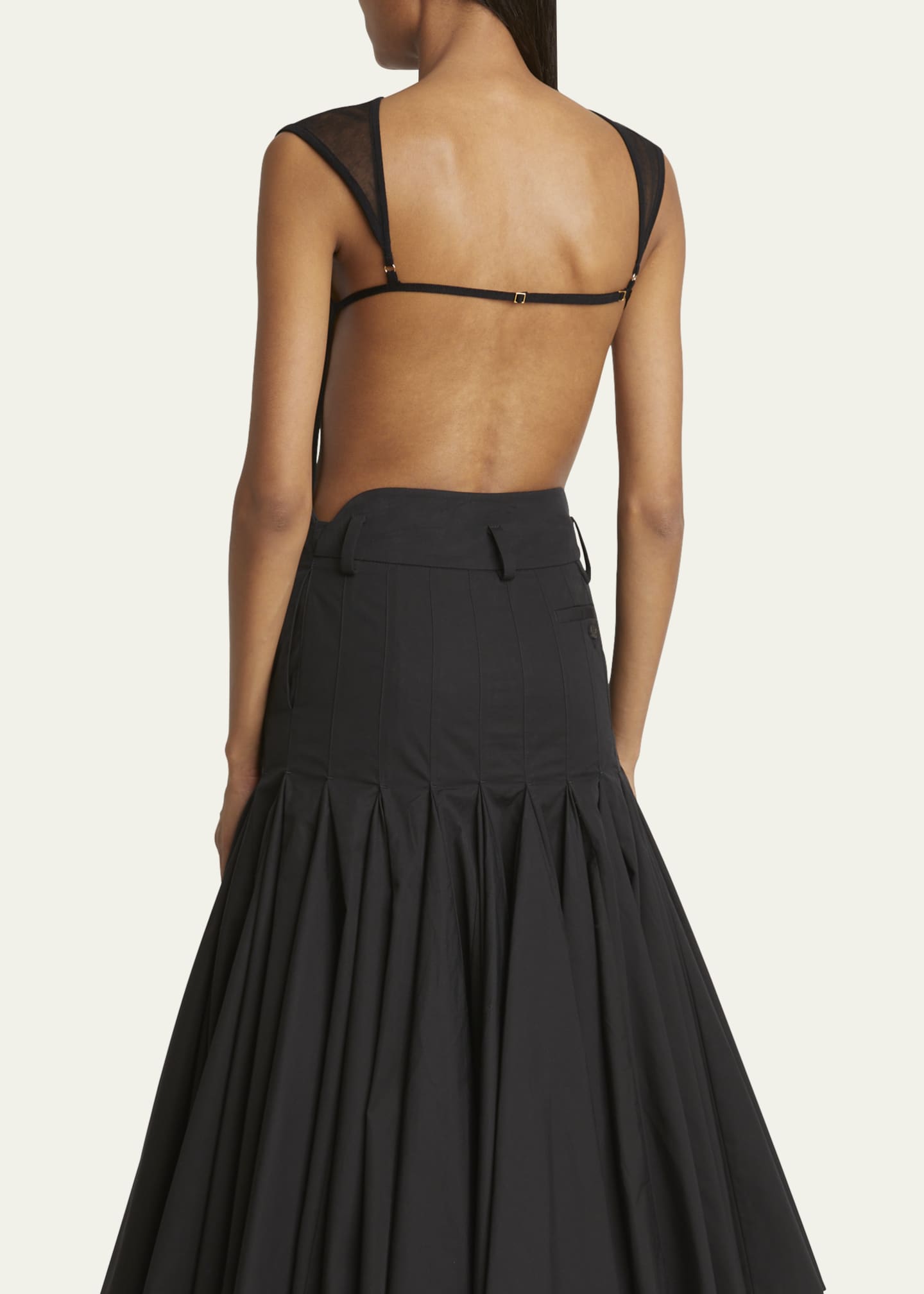 Jacquemus Platano Cap-Sleeve Sheer Bodysuit Image 3 of 5