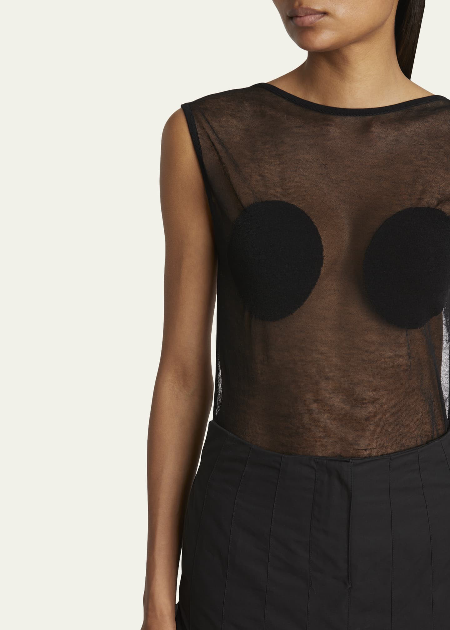 Jacquemus Platano Cap-Sleeve Sheer Bodysuit Image 5 of 5