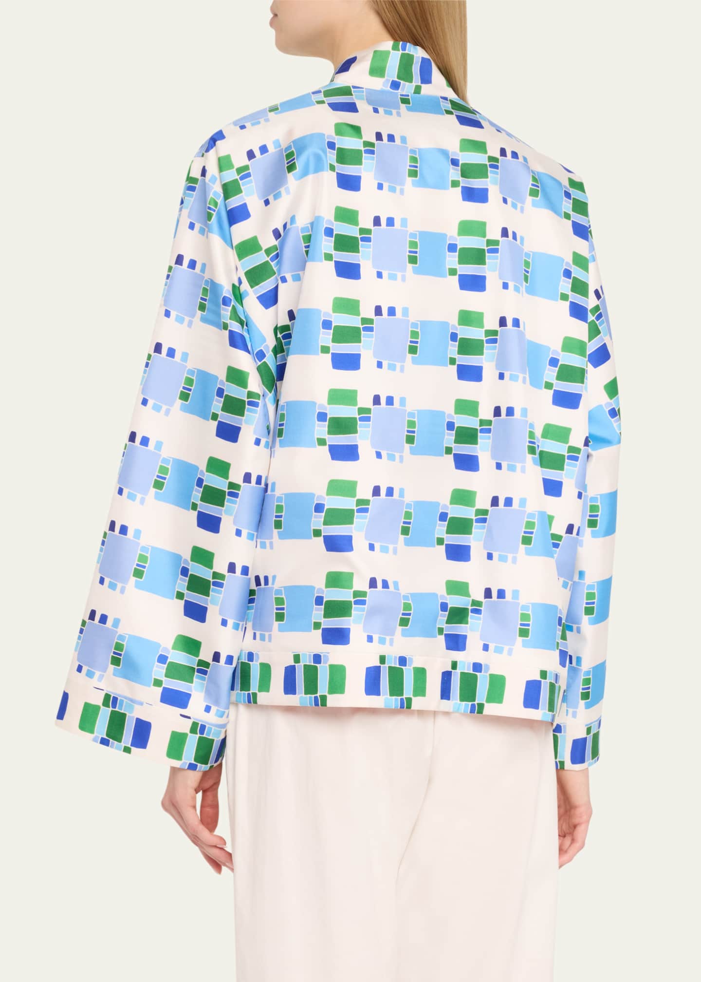 Tina Reversible Geometric Kakanias Kimono Jacket - Thumbnail 3