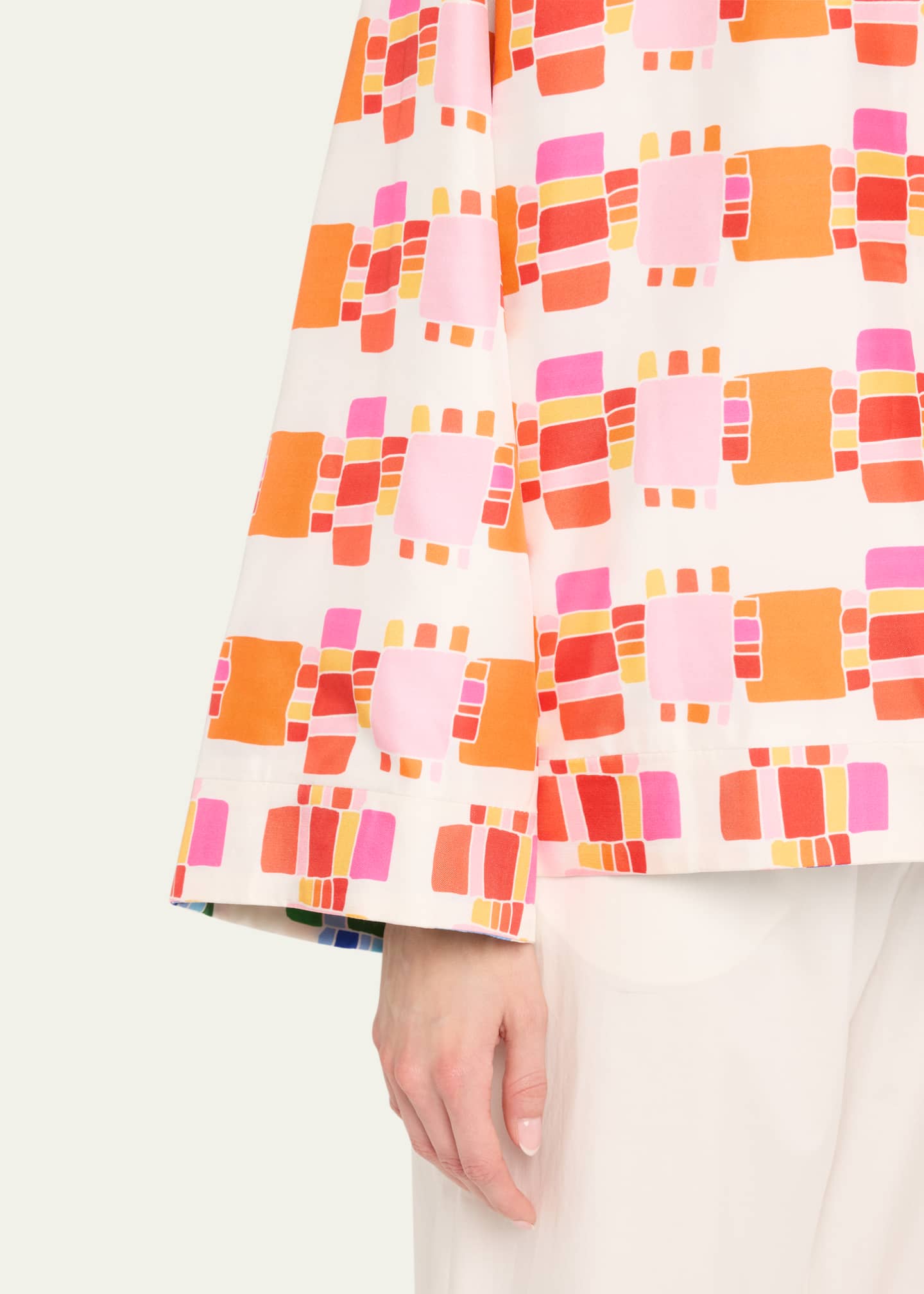 Tina Reversible Geometric Kakanias Kimono Jacket - Thumbnail 5