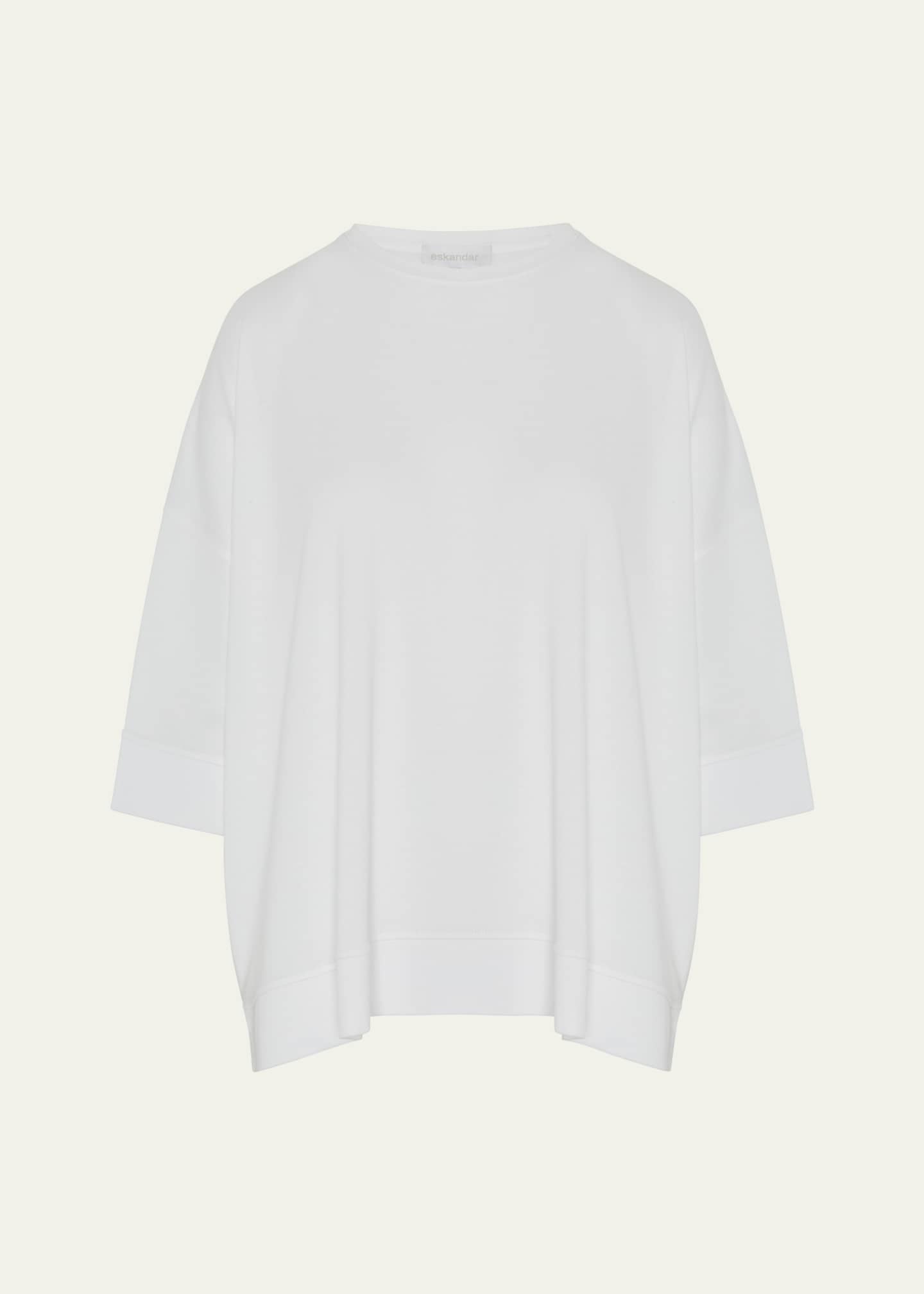 Eskandar Round Neck 3-4 Sleeve Top With Hembands (Mid Plus) Image 1 of 5