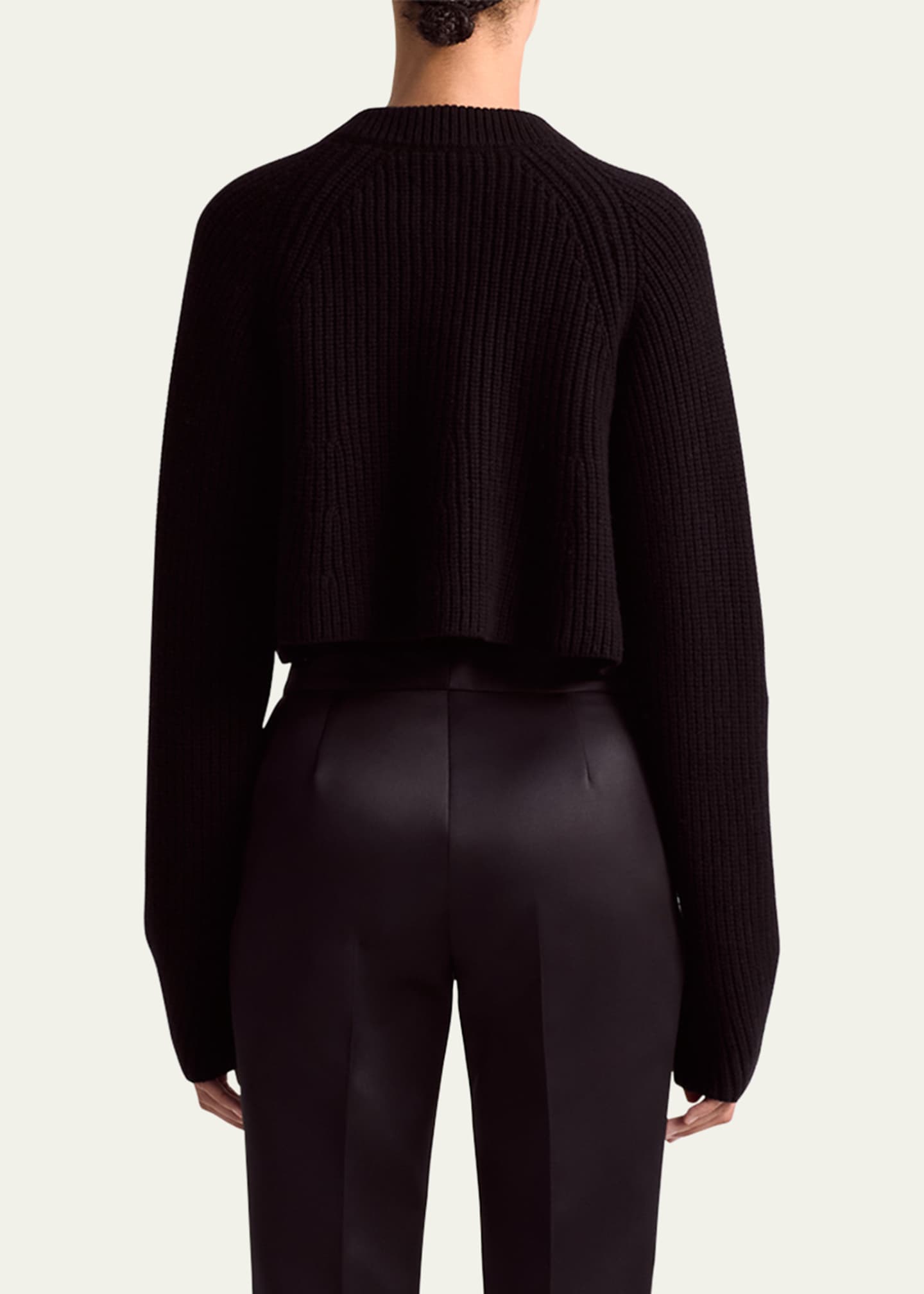 Altuzarra Drew Ribbed Wool Cashmere Cropped Cardigan Sweater Image 3 of 4