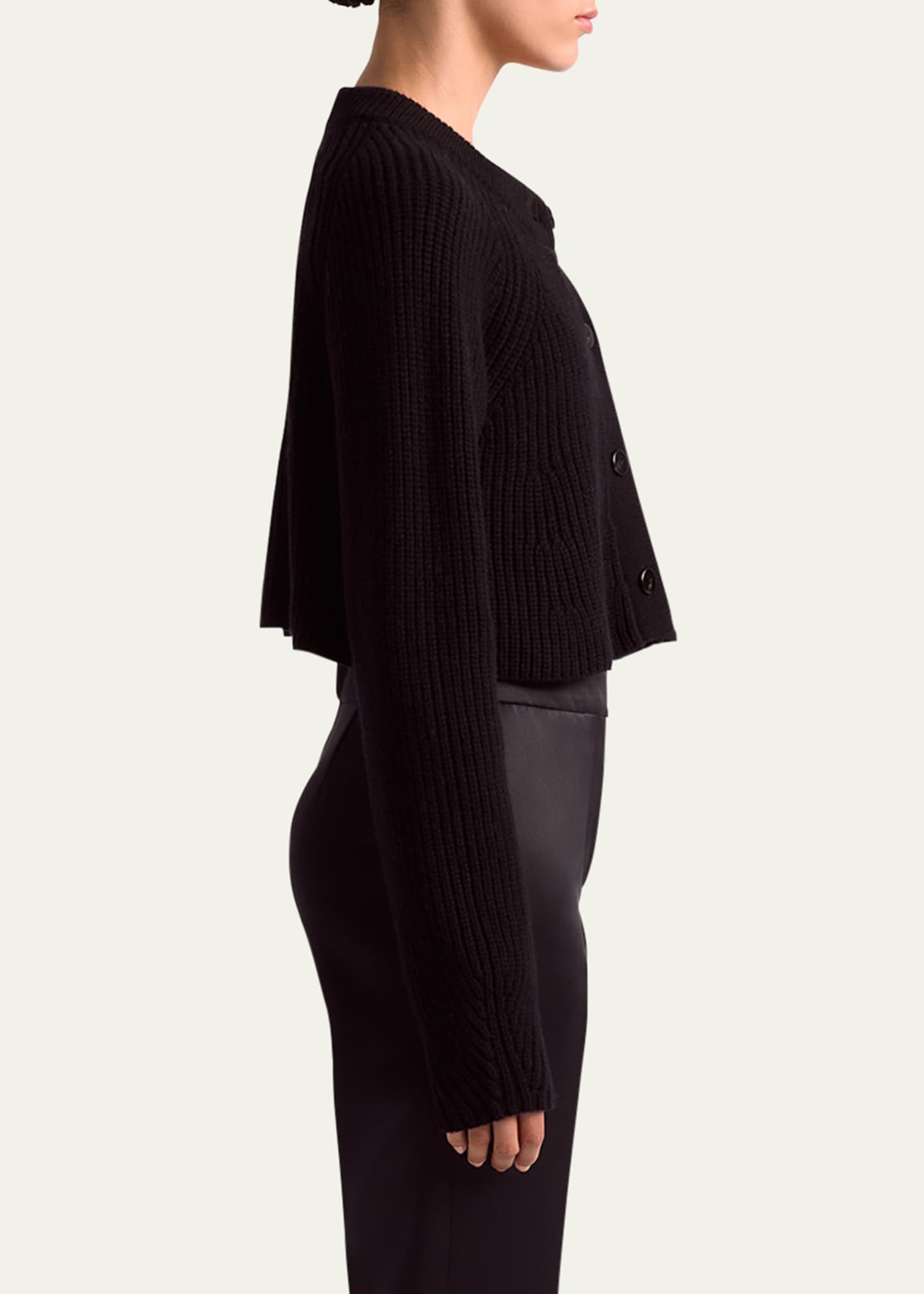 Altuzarra Drew Ribbed Wool Cashmere Cropped Cardigan Sweater Image 4 of 4