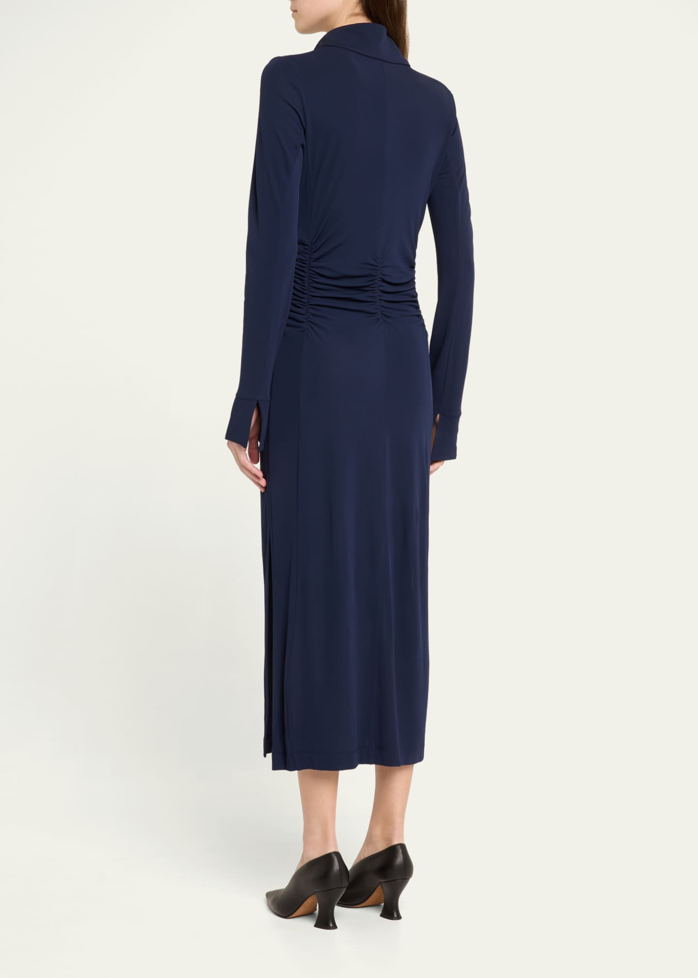 Altuzarra Claudia Midi Ruched Button Down Dress Image 3 of 5
