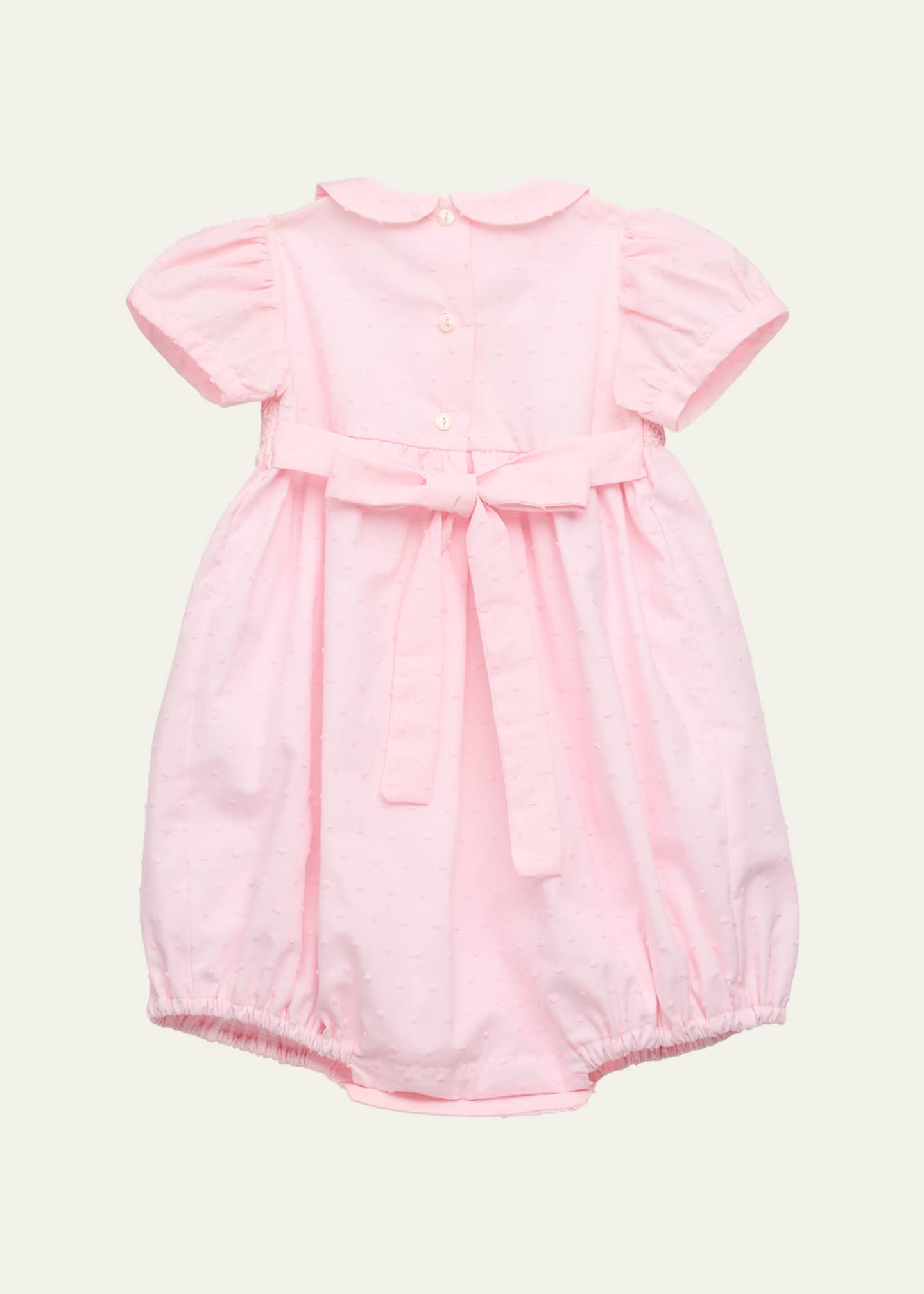 Mariella Ferrari Girl's Swiss Dot Smocked Bubble Romper, Size 3M-12M Image 2 of 3