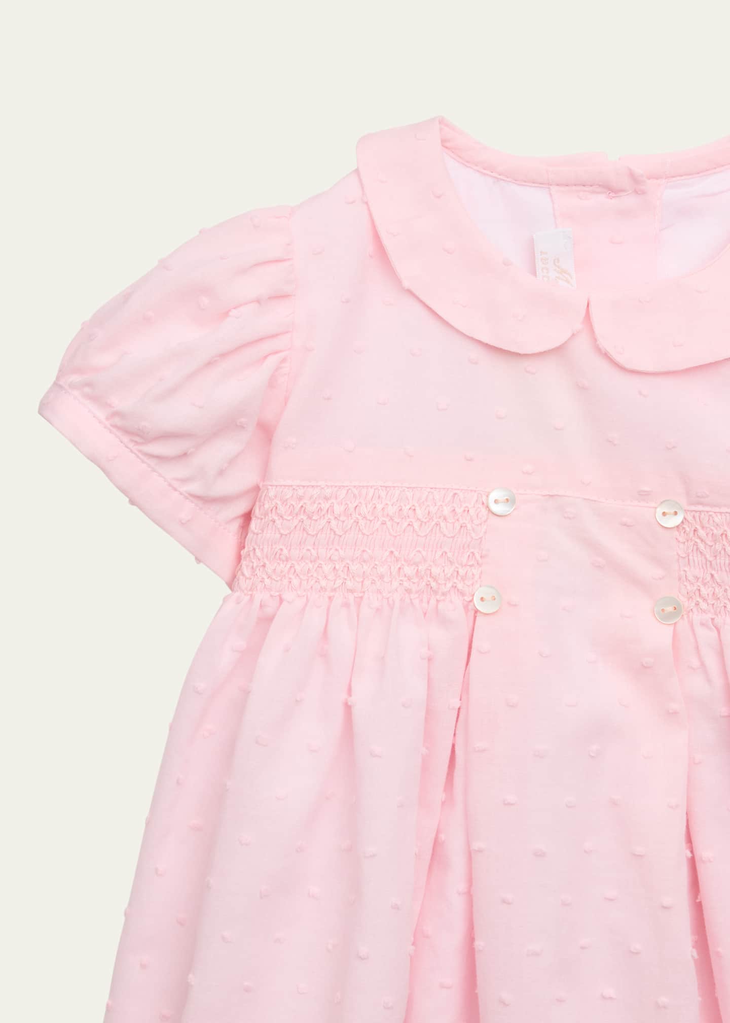 Mariella Ferrari Girl's Swiss Dot Smocked Bubble Romper, Size 3M-12M Image 3 of 3