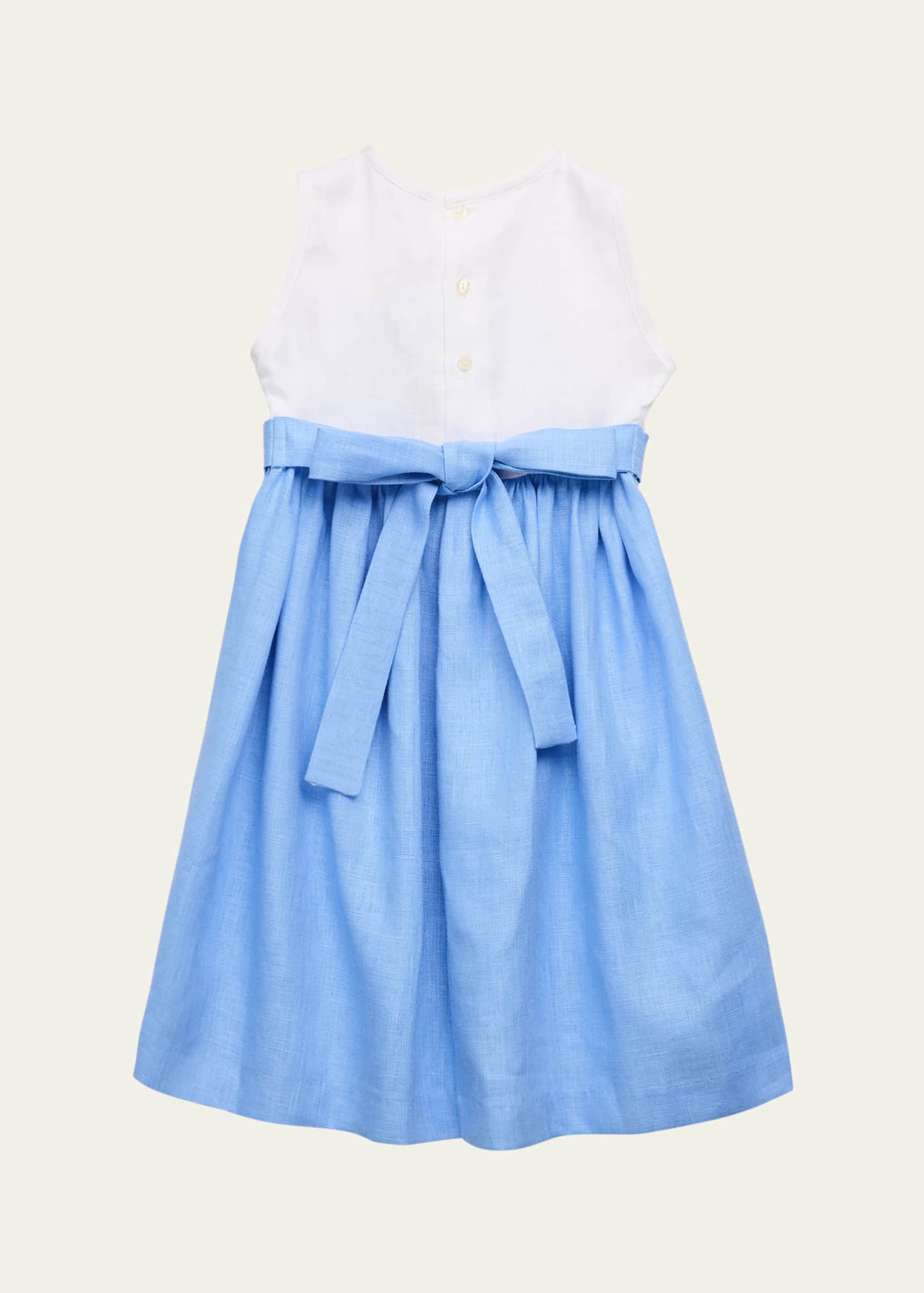 Mariella Ferrari Girl's Embroidered Linen Dress, Size 4-12 Image 2 of 3