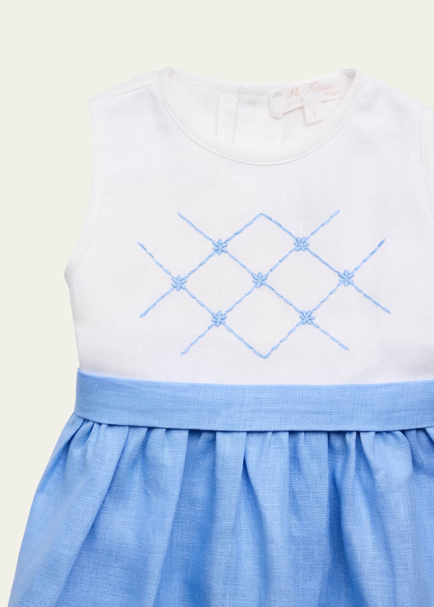 Mariella Ferrari Girl's Embroidered Linen Dress, Size 4-12 Image 3 of 3