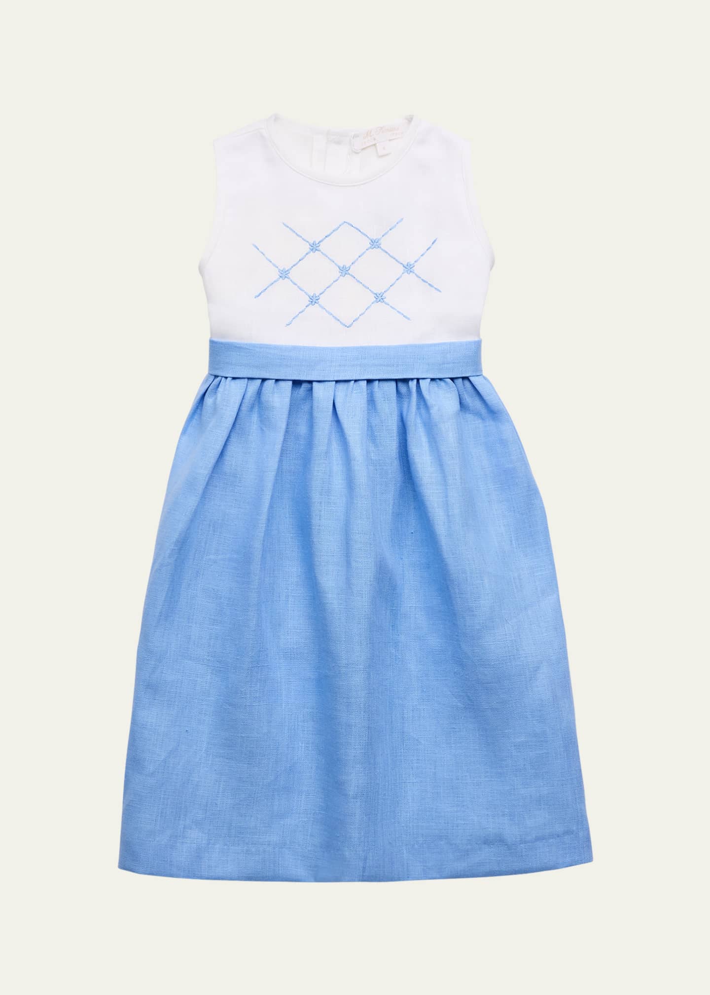 Mariella Ferrari Girl's Embroidered Linen Dress, Size 4-12 Image 1 of 3