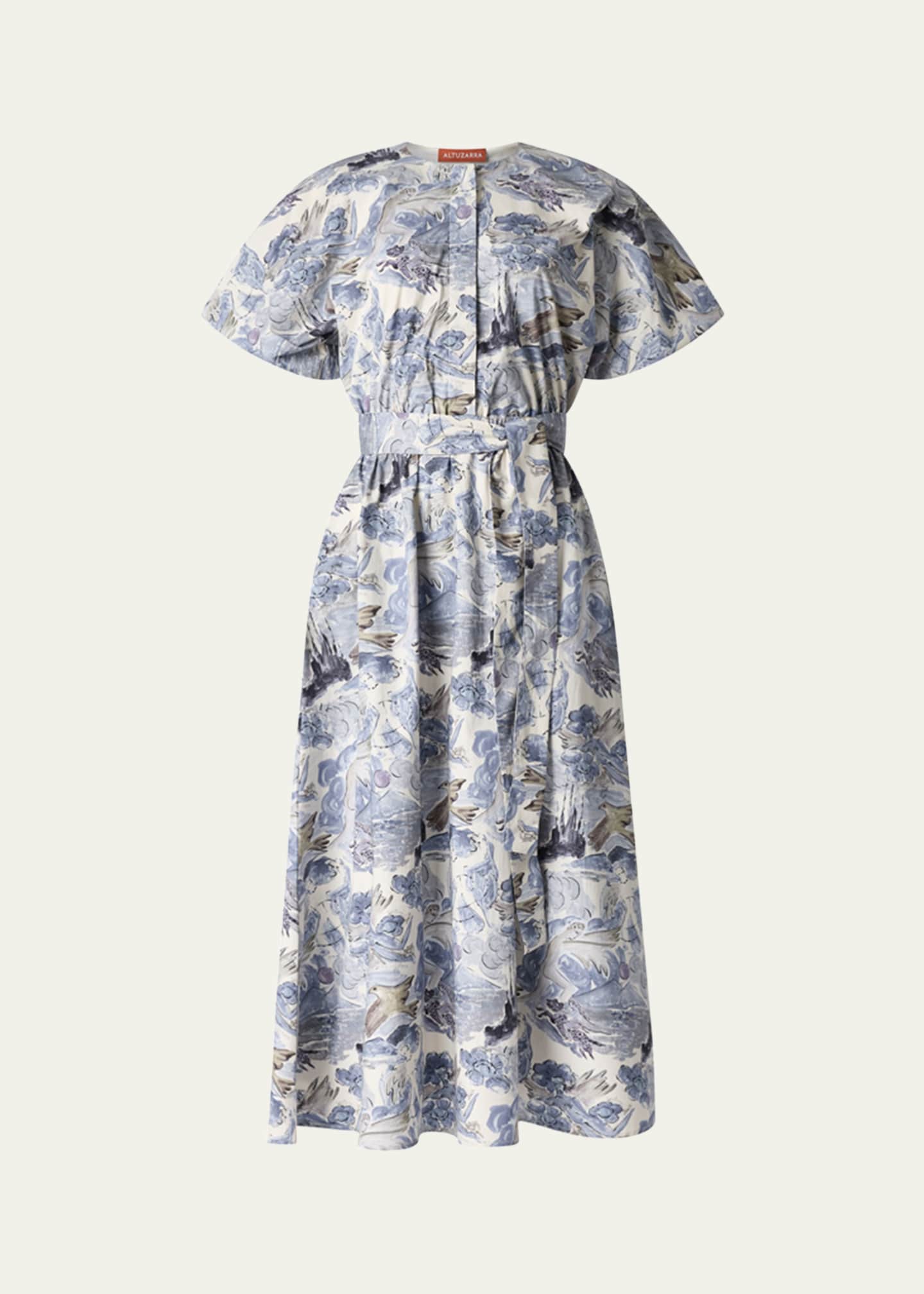 Altuzarra Paulina Printed Poplin Self-Tie Dress Image 1 of 4