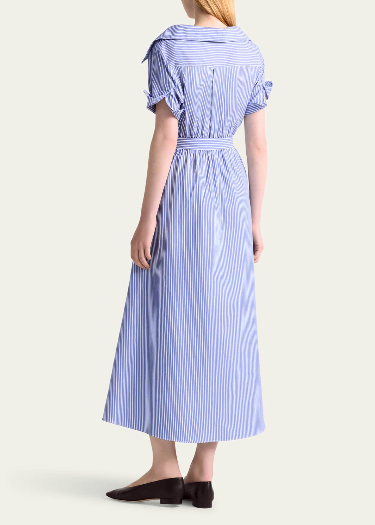 Altuzarra Lydia Stripe Poplin Midi Wrap Dress Image 3 of 4