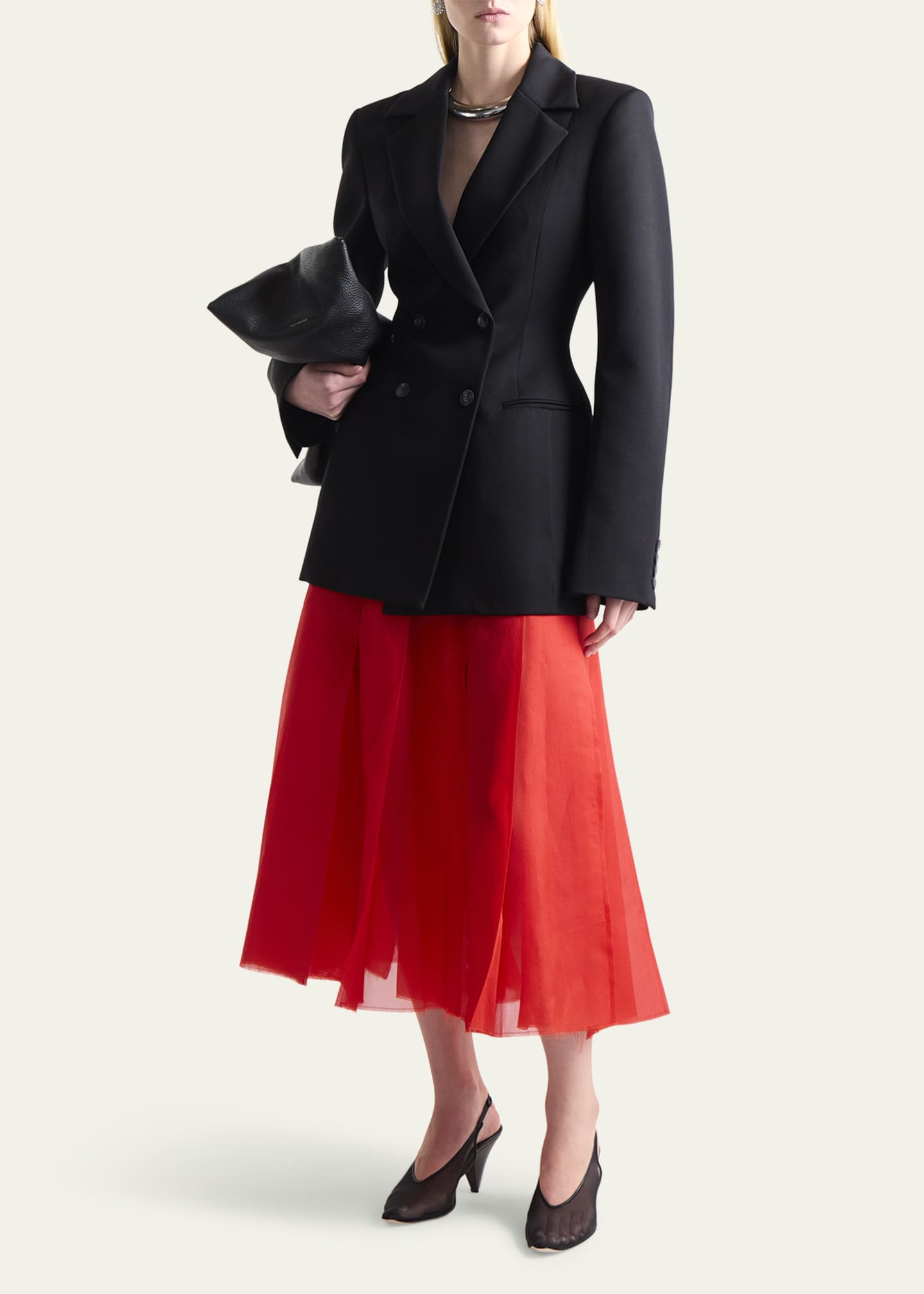 Altuzarra Dex Pleated Silk Midi Skirt Image 2 of 4