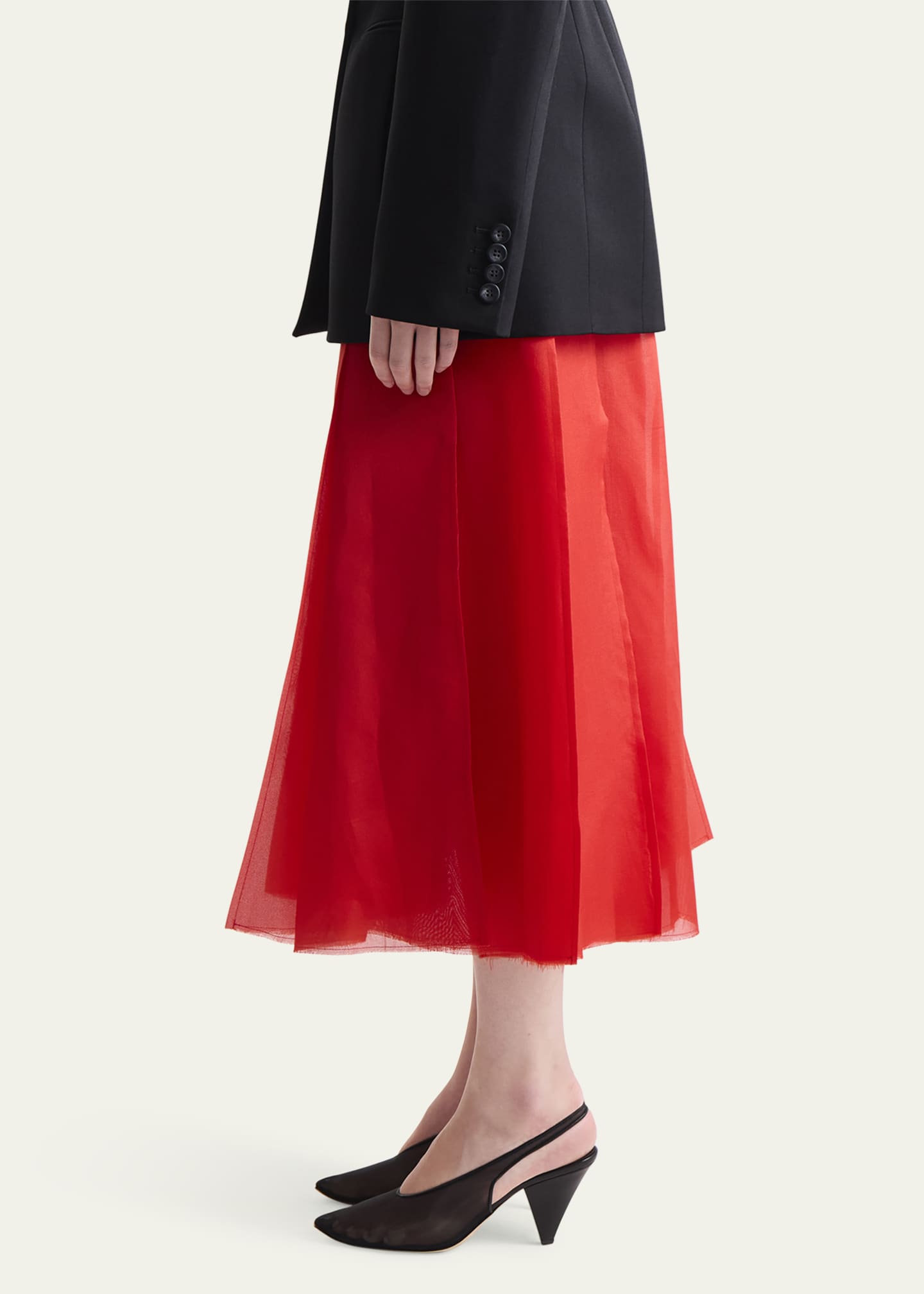 Altuzarra Dex Pleated Silk Midi Skirt Image 4 of 4