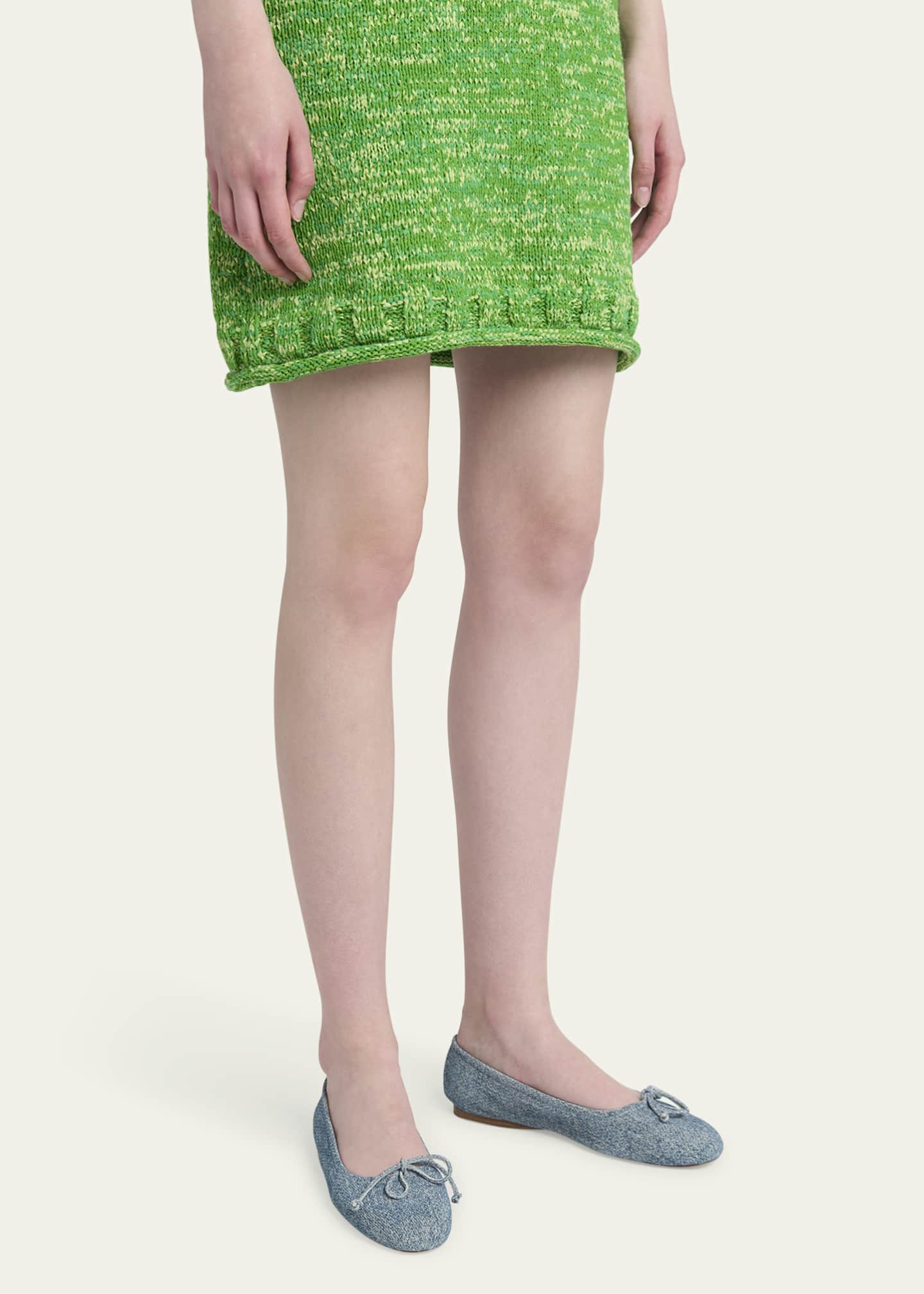 JW Anderson Denim-Print Suede Ballerina Flats Image 2 of 5