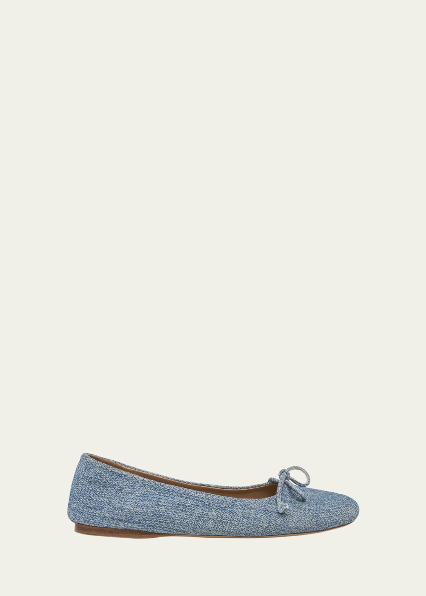 JW Anderson Denim-Print Suede Ballerina Flats Image 1 of 5
