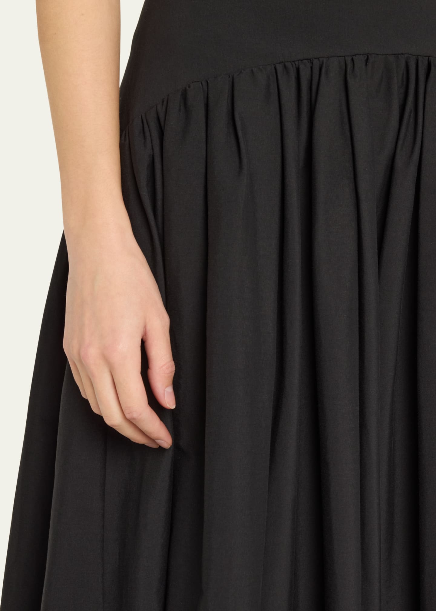 Lela Rose Drop-Waist Gathered Cotton Poplin Midi Skirt Image 5 of 5