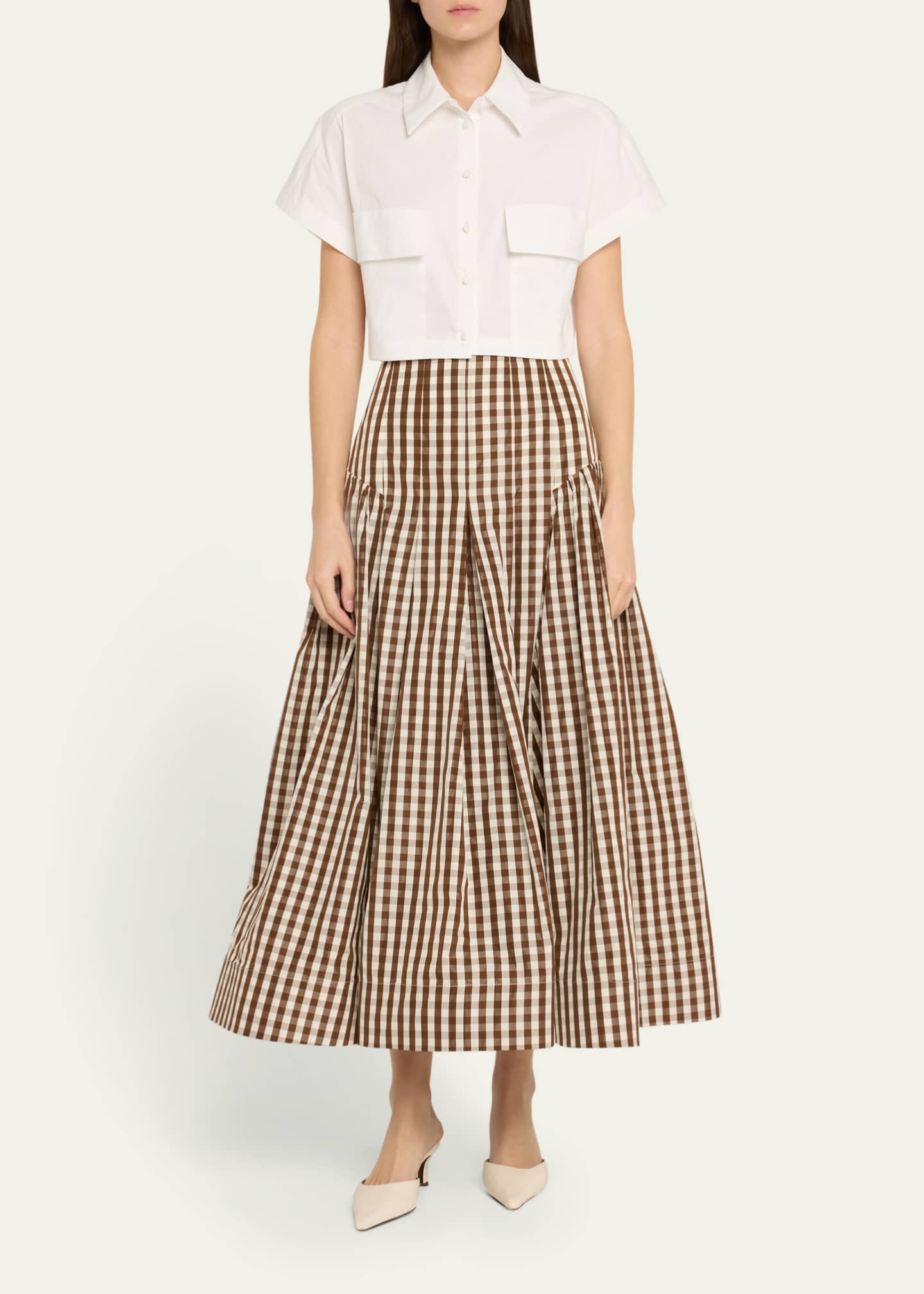 Lela Rose Long Plaid Taffeta Full Skirt Image 2 of 5