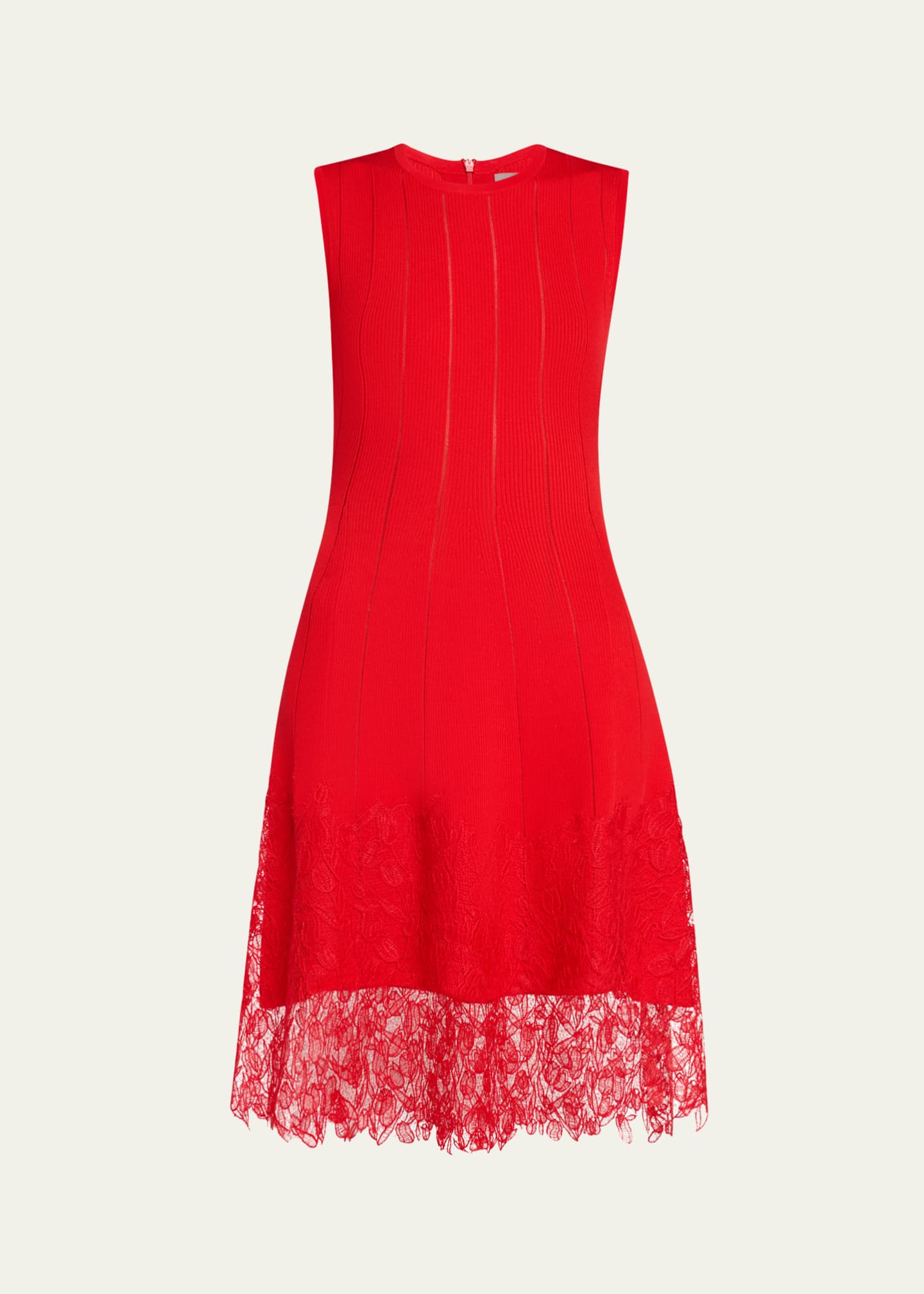 Lela Rose Lace Hem Knit Sleeveless Dress Image 1 of 5