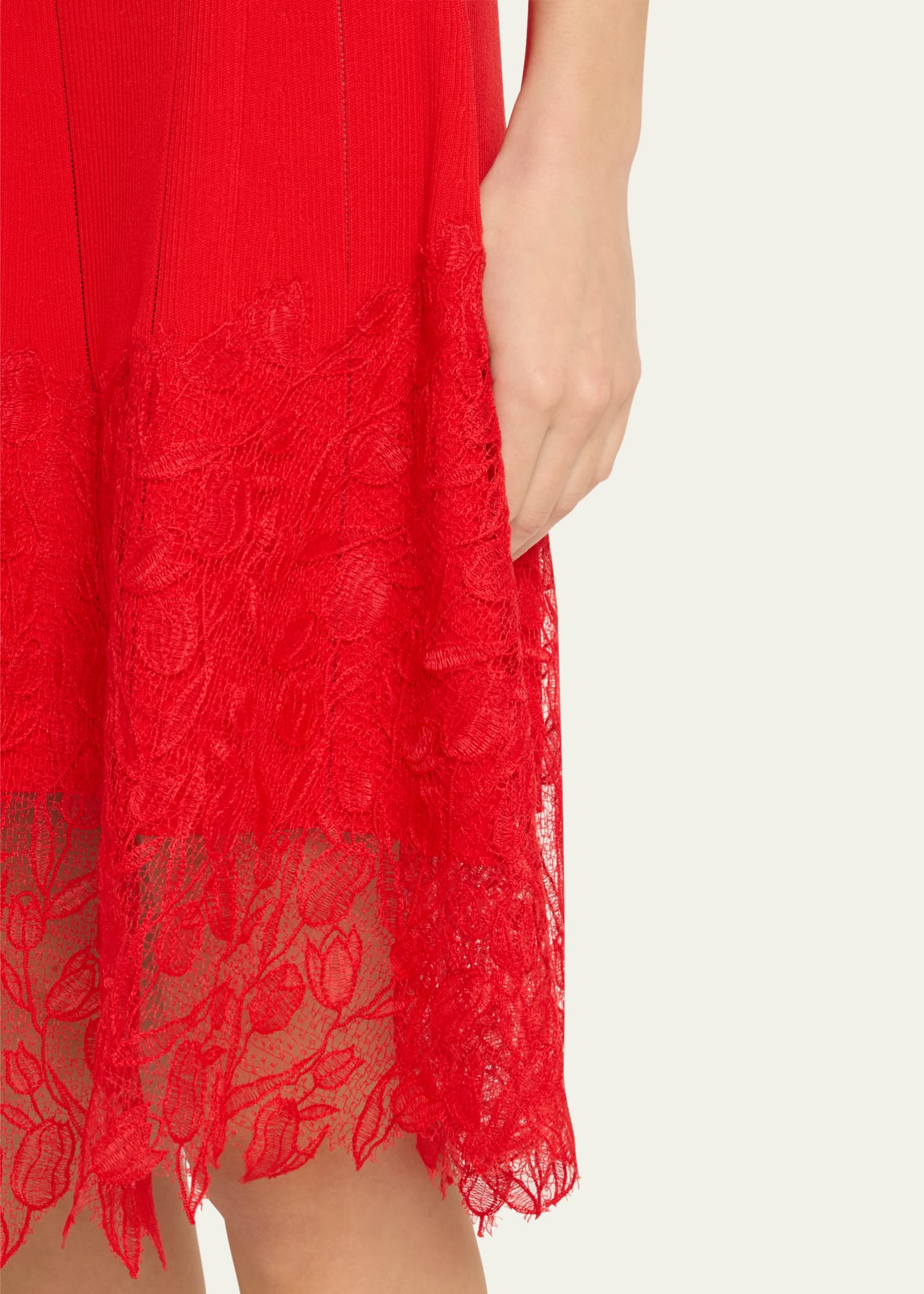 Lela Rose Lace Hem Knit Sleeveless Dress Image 5 of 5