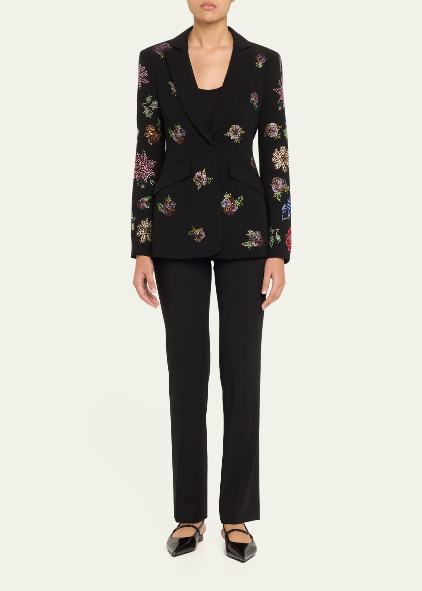 Cinq a Sept Cheyenne Rhinestone Pansy Garden Blazer Image 2 of 5