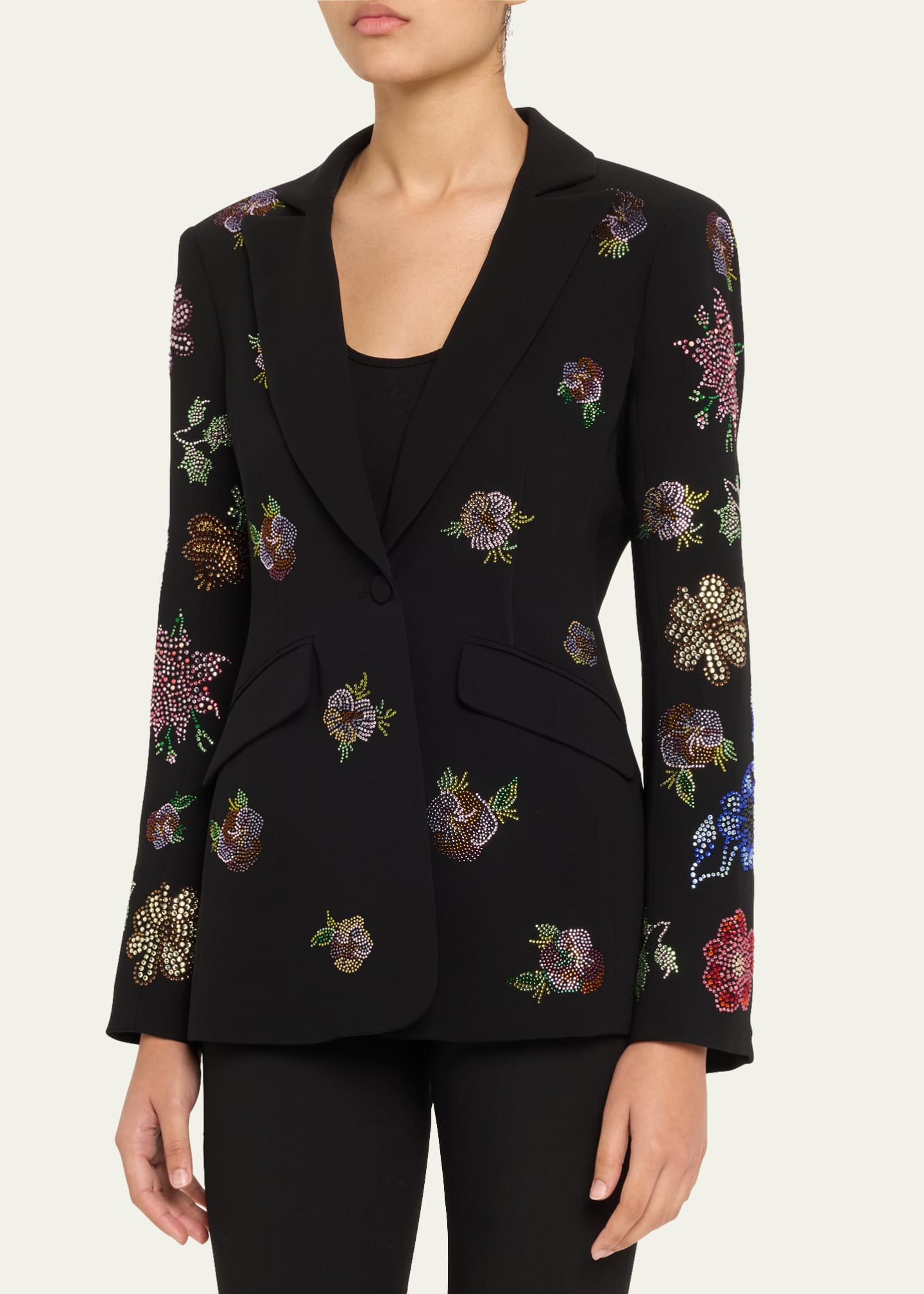 Cinq a Sept Cheyenne Rhinestone Pansy Garden Blazer Image 4 of 5