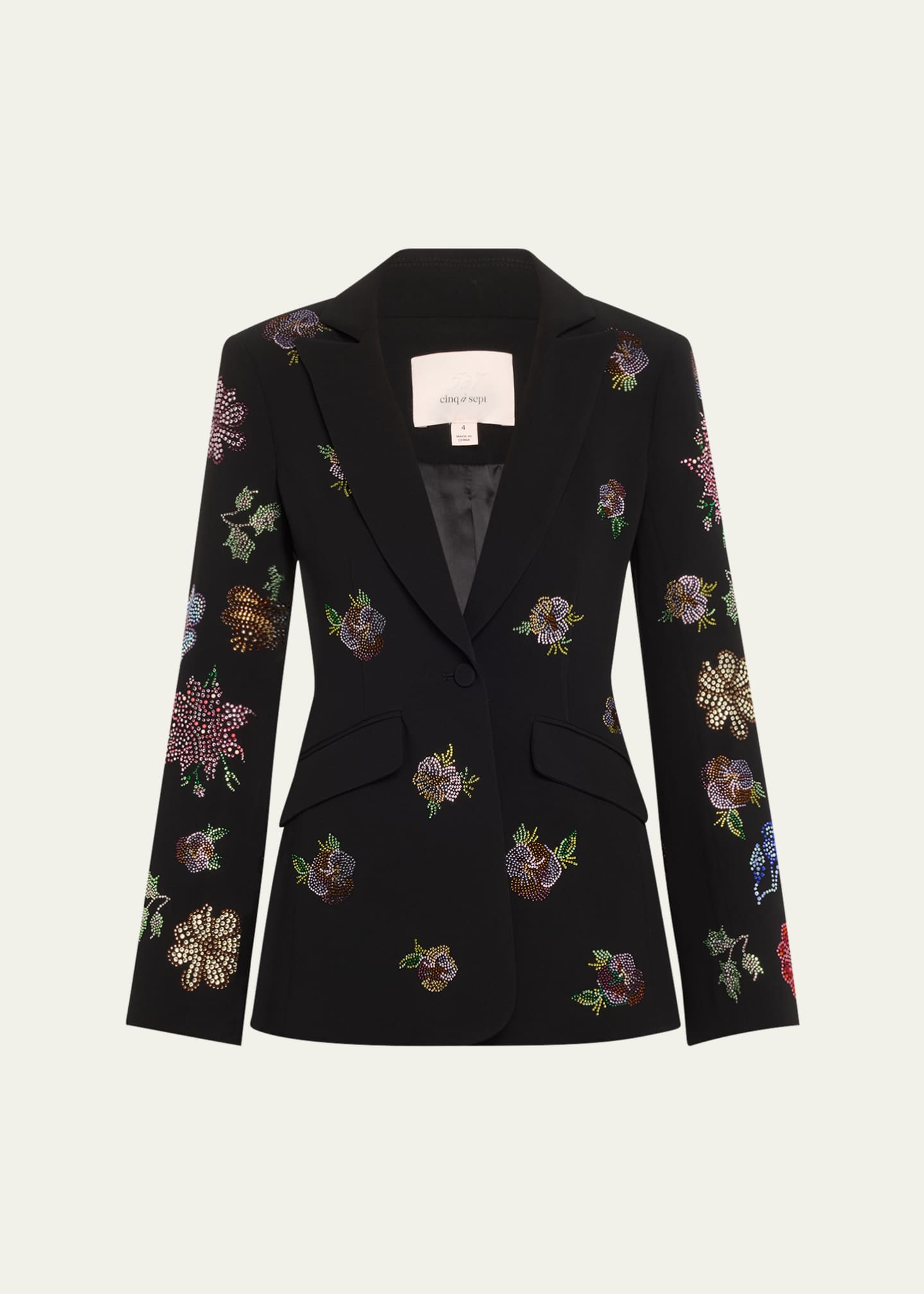 Cinq a Sept Cheyenne Rhinestone Pansy Garden Blazer Image 1 of 5