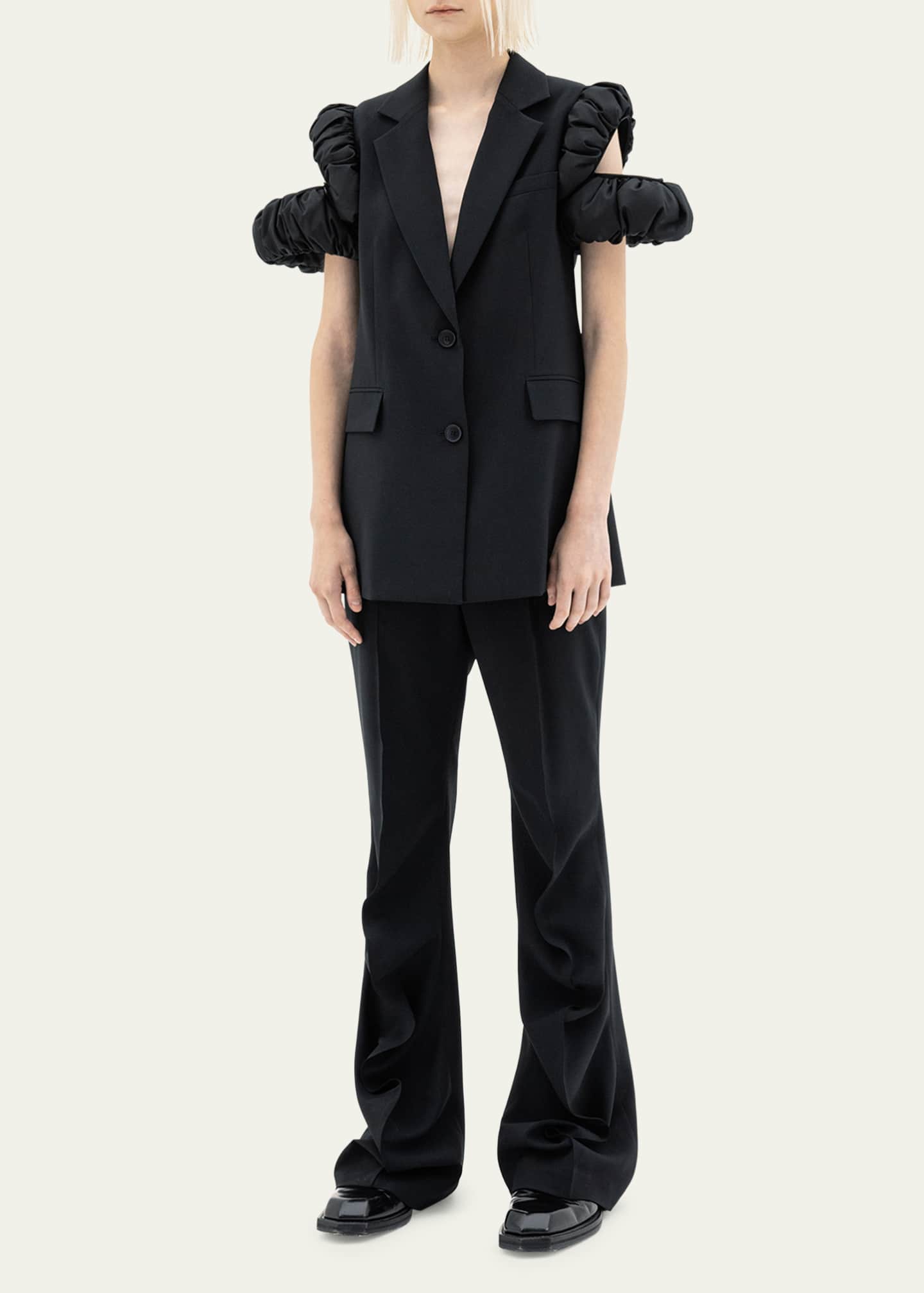 Puffer Cold-Shoulder Blazer - Thumbnail 2